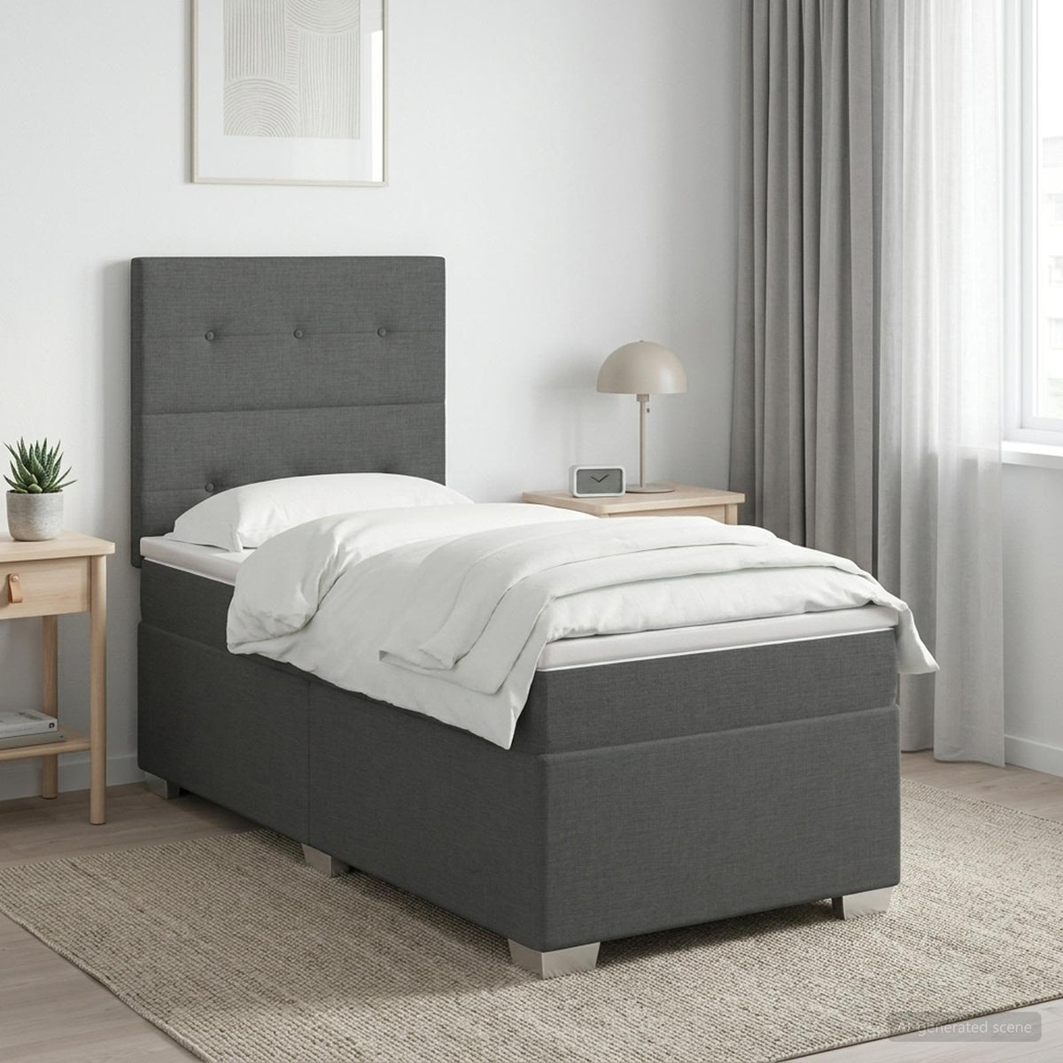 Boxmadras med topmadras Mørkegrå 80 x 200 cm Stof