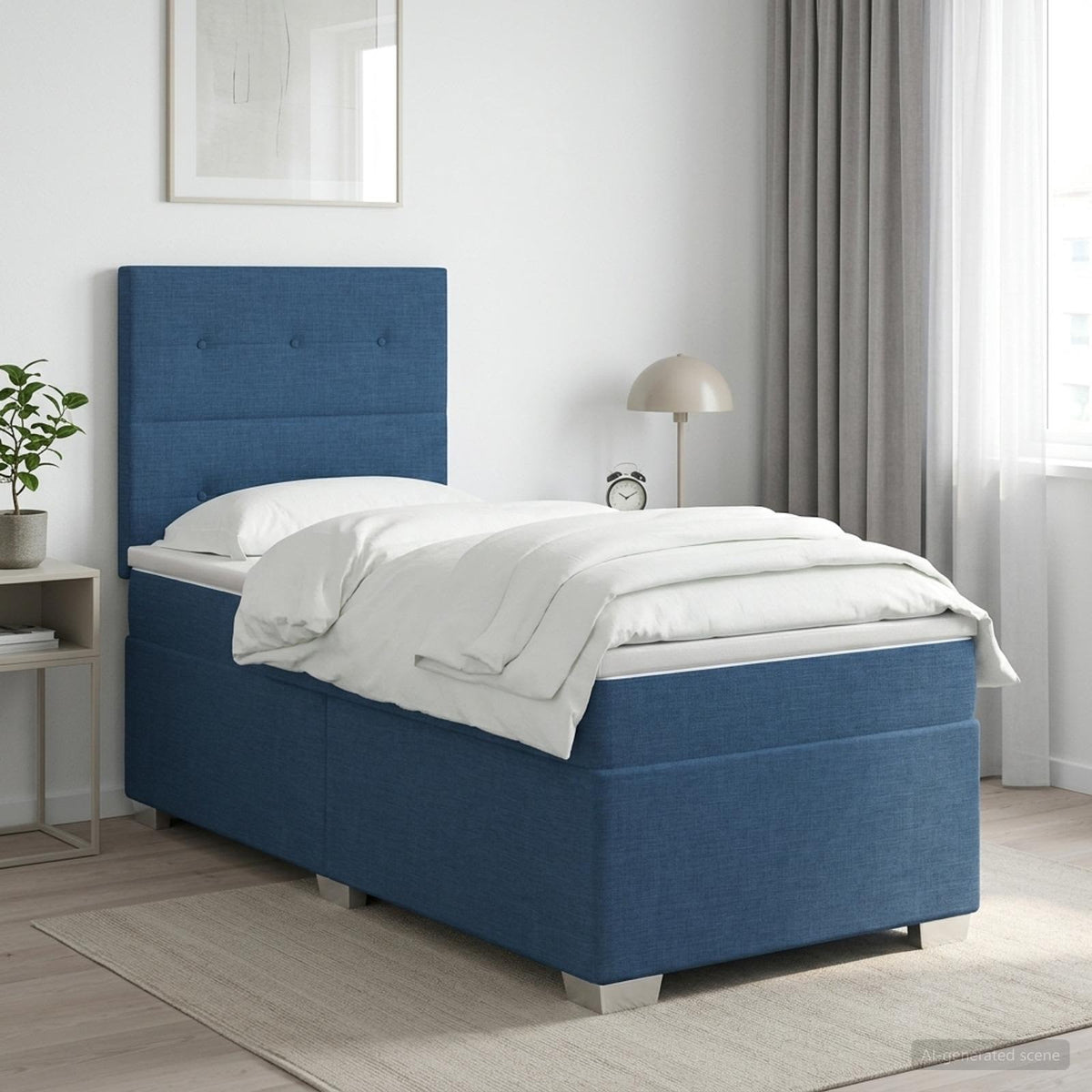 Boxmadras med topmadras Blå 100 x 200 cm Stof