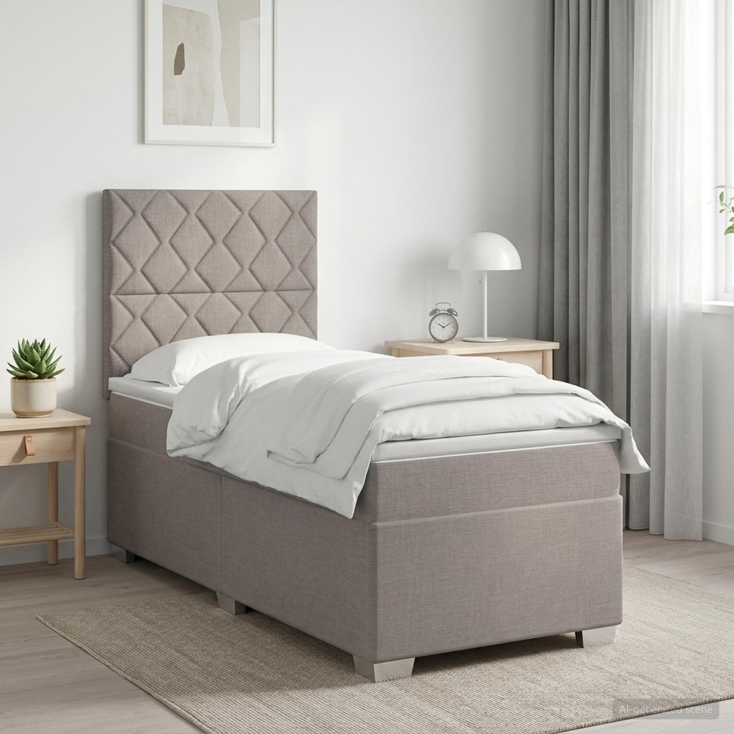 Boxmadras med topmadras med hovedgærde Gråbrun 80 x 200 cm Stof