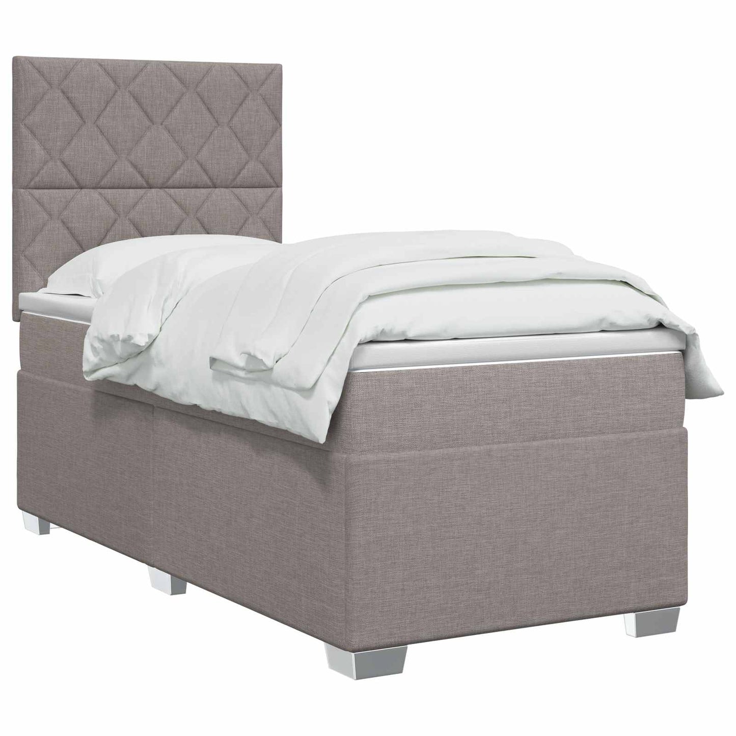 Boxmadras med topmadras med hovedgærde Gråbrun 80 x 200 cm Stof