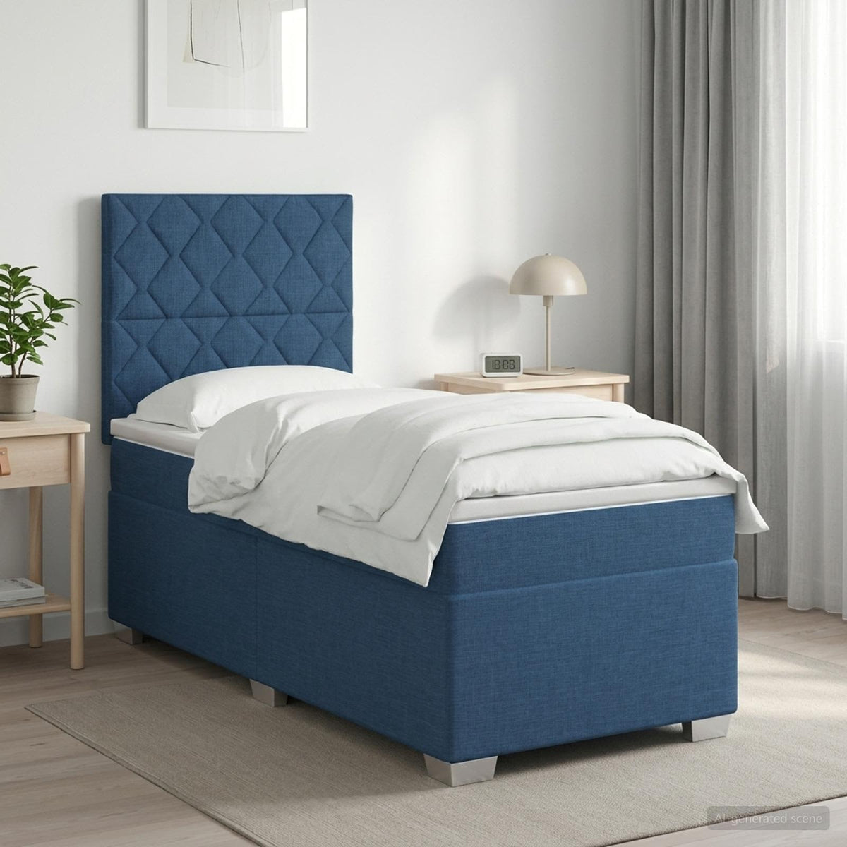 Boxmadras med topmadras Blå 100 x 200 cm Stof