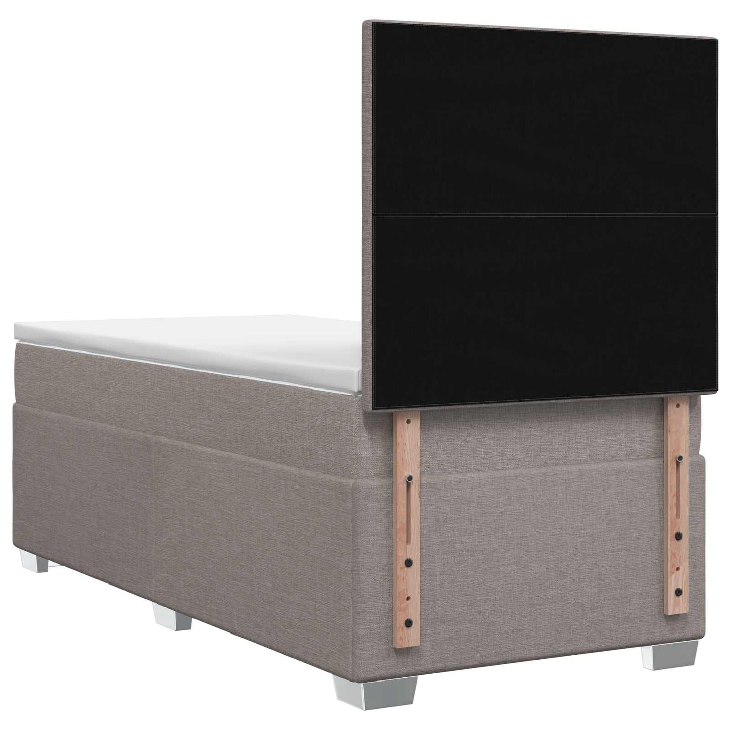 Boxmadras med topmadras med hovedgærde Gråbrun 90 x 190 cm Stof