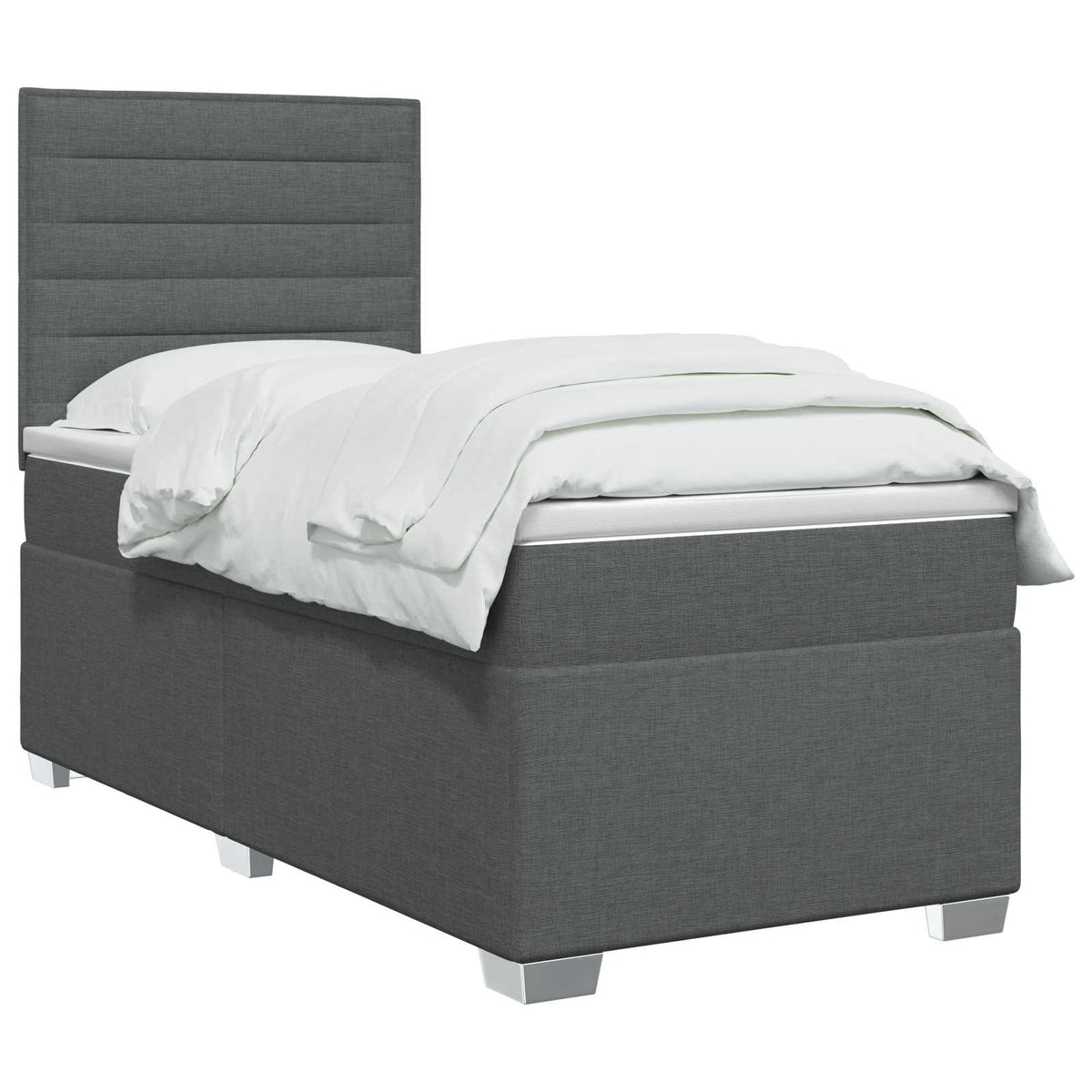 Boxmadras med topmadras Mørkegrå 90 x 200 cm Stof