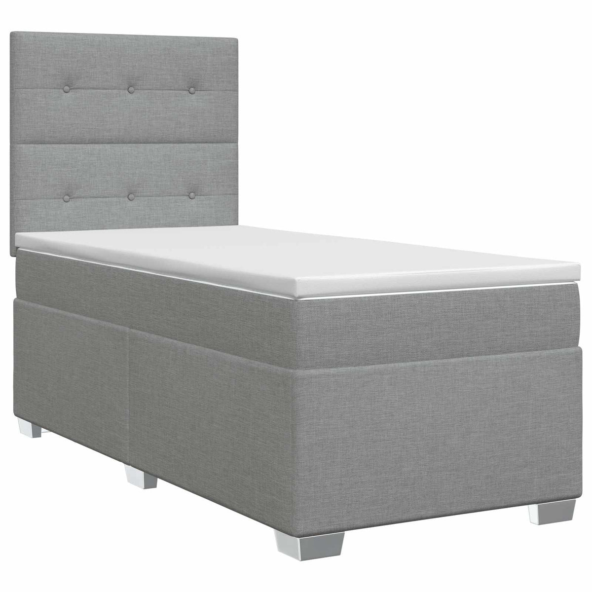 Boxmadras med topmadras Lysegrå 90 x 200 cm Stof