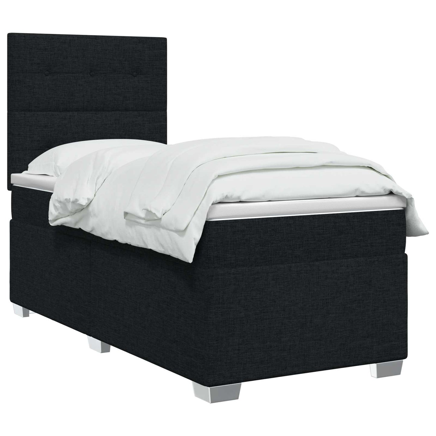 Boxmadras med topmadras Sort 90 x 200 cm Stof