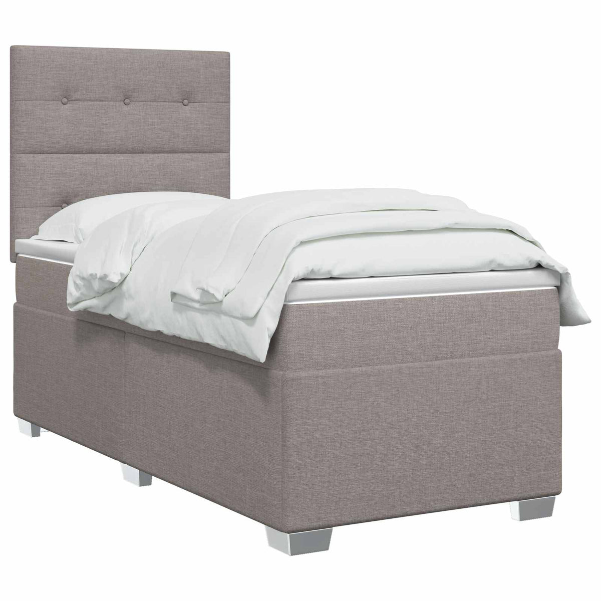 Boxmadras med topmadras Gråbrun 90 x 200 cm Stof
