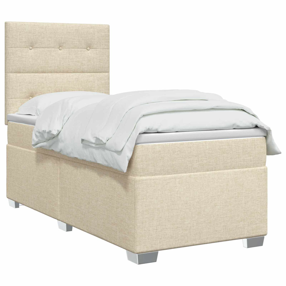 Boxmadras med topmadras Cremefarvet 90 x 200 cm Stof