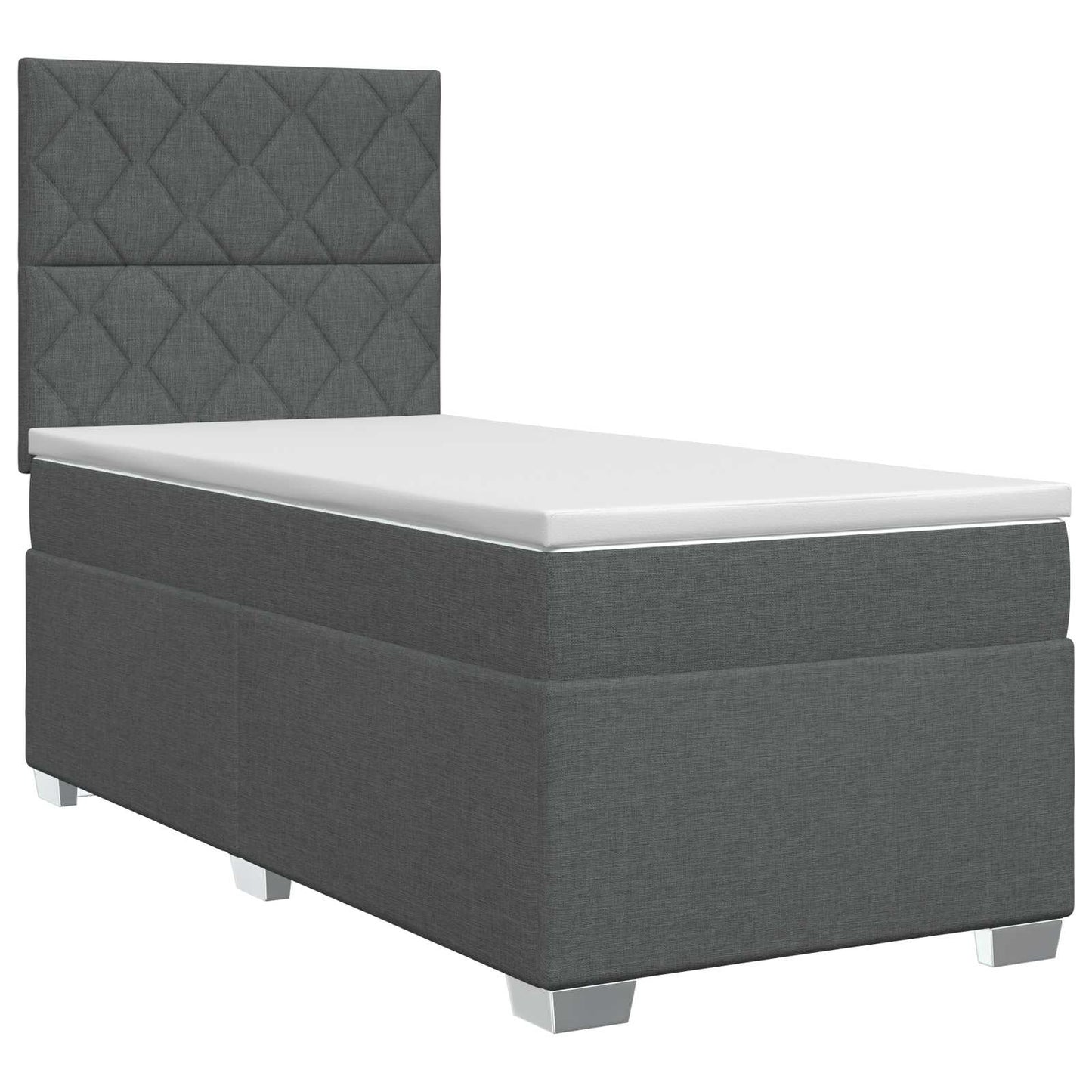 Boxmadras med topmadras Mørkegrå 90 x 200 cm Stof