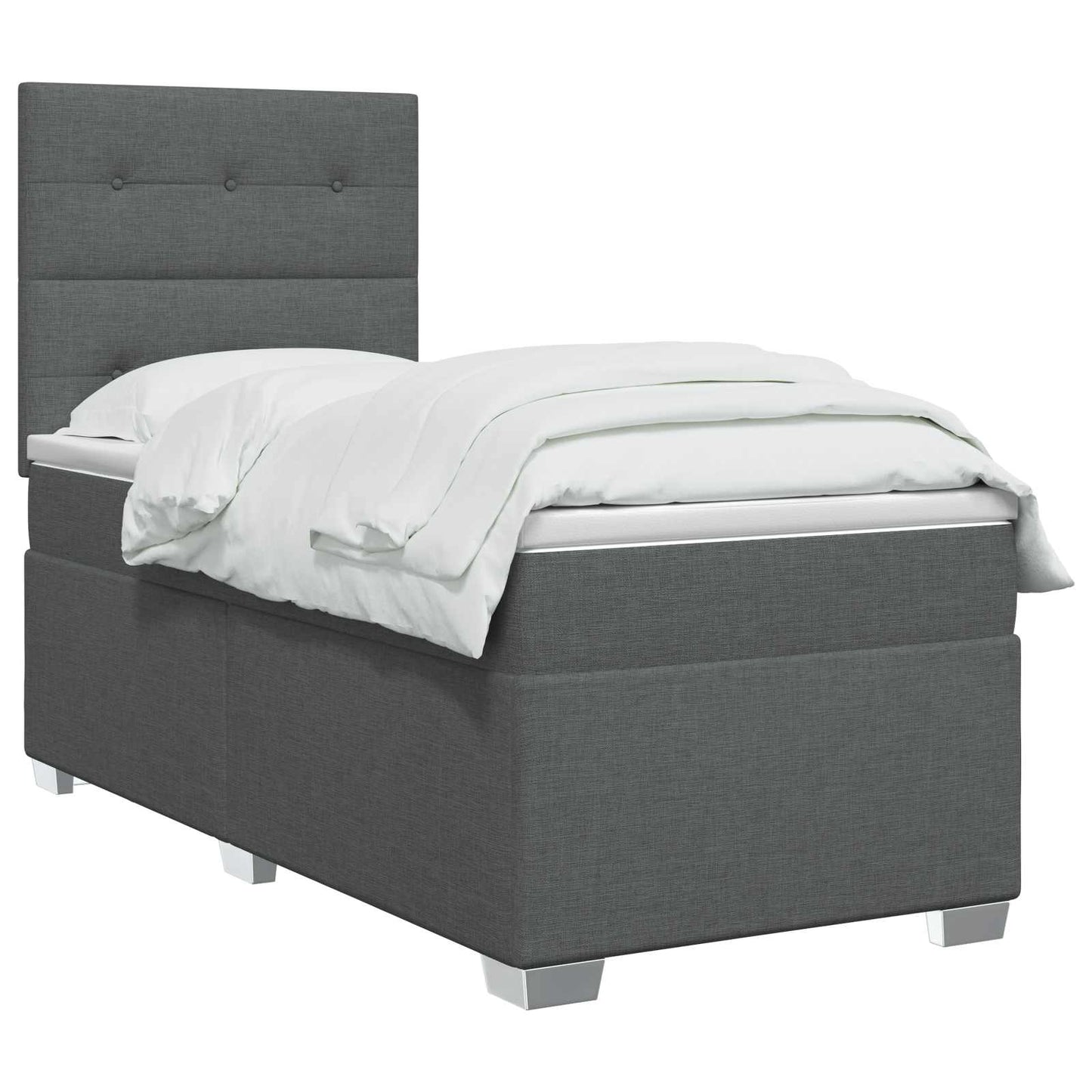 Boxmadras med topmadras Mørkegrå 100 x 200 cm Stof