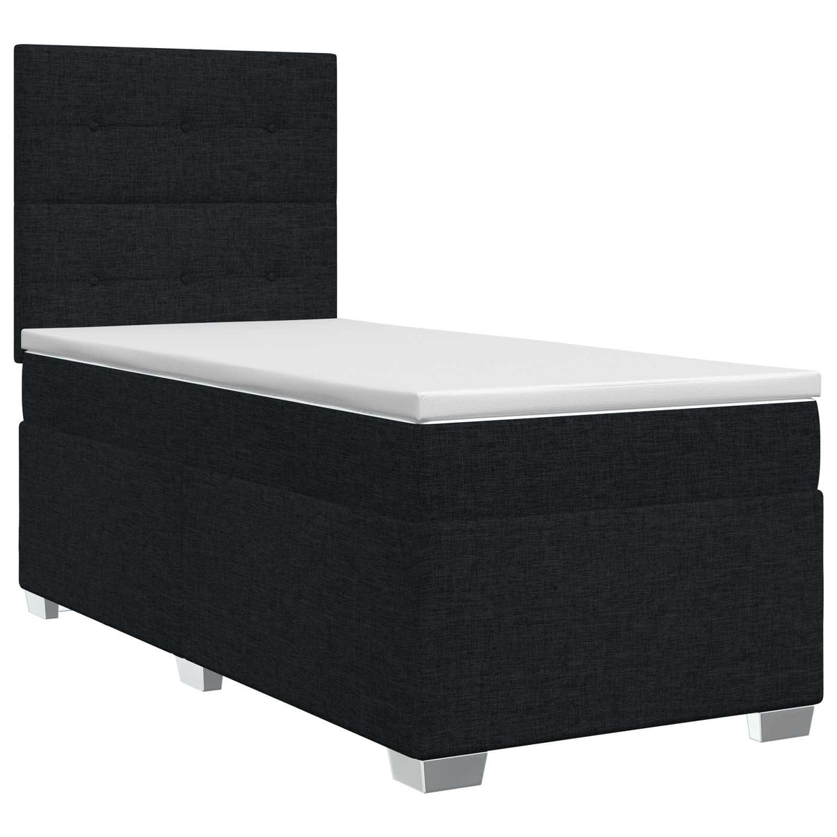 Boxmadras med topmadras med hovedgærde Sort 100 x 200 cm Stof