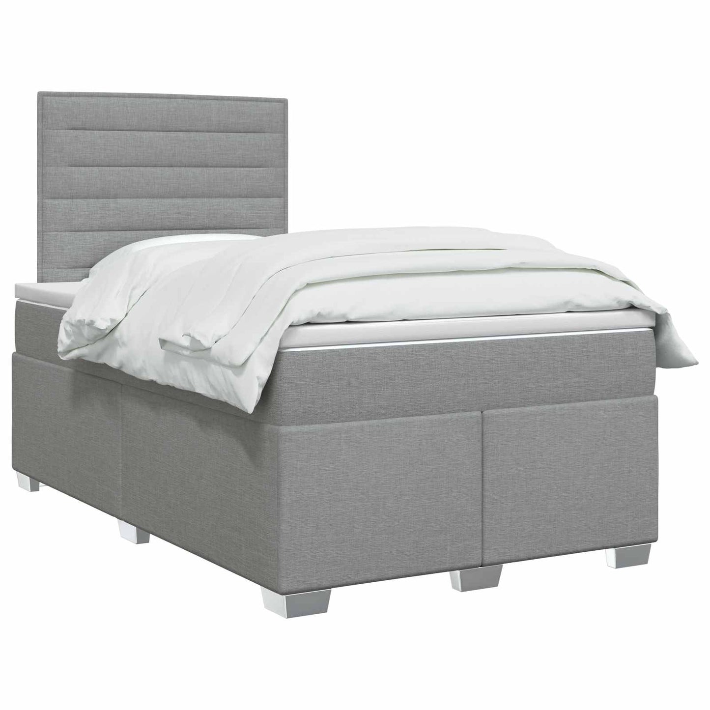 Boxmadras med topmadras Lysegrå 120 x 190 cm Stof