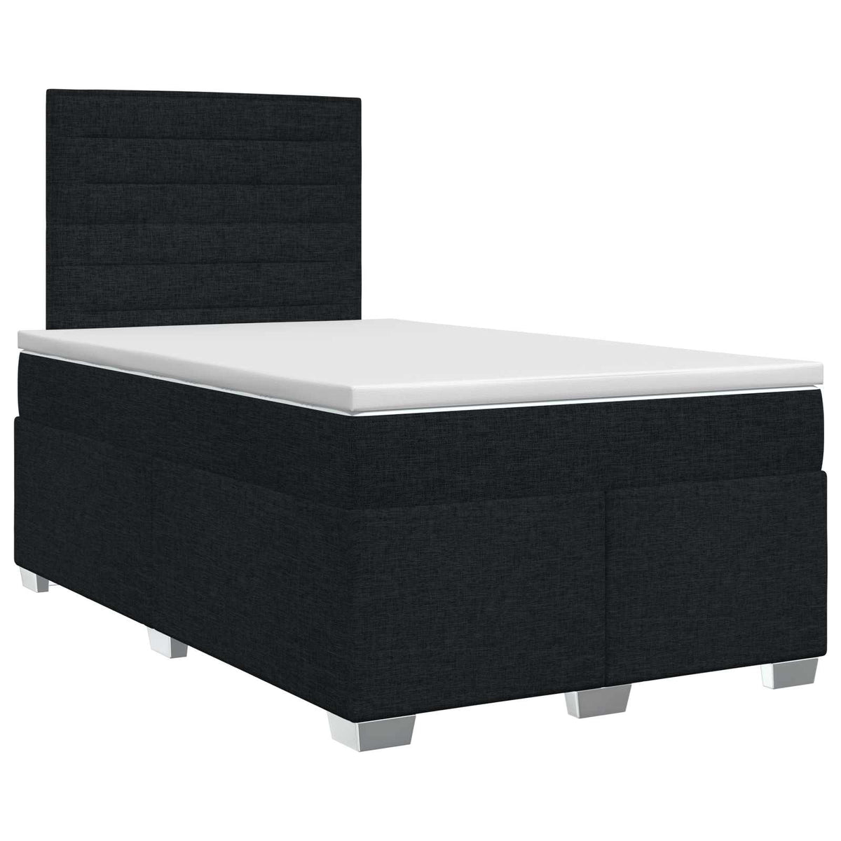 Boxmadras med topmadras med hovedgærde Sort 120 x 190 cm Stof
