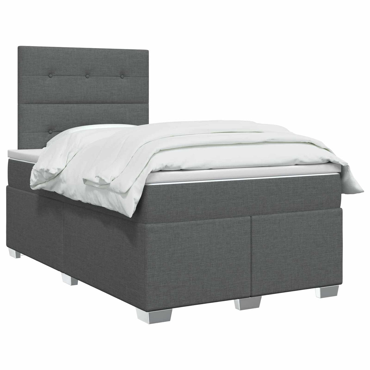 Boxmadras med topmadras Mørkegrå 120 x 190 cm Stof
