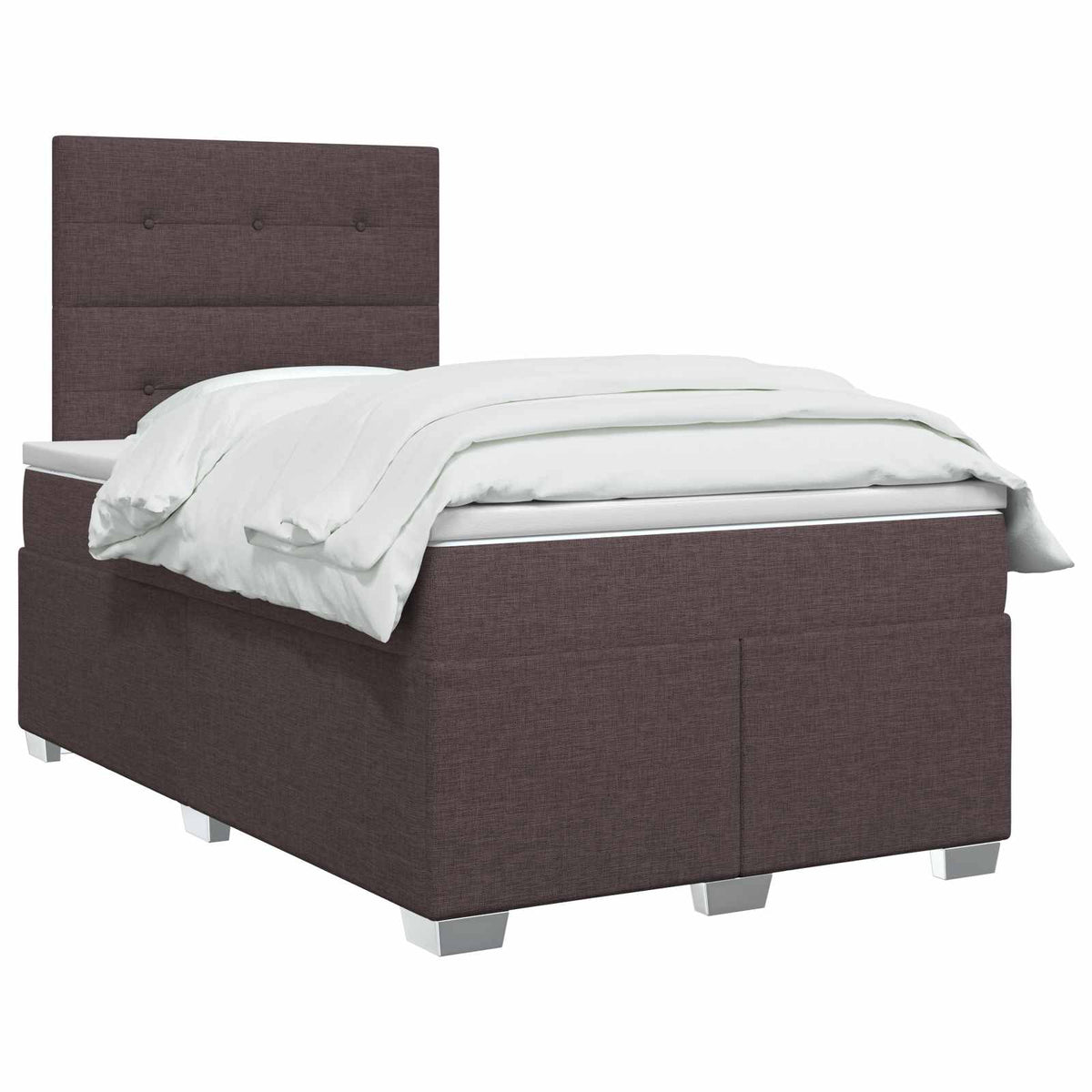 Boxmadras med topmadras Mørk Brun 120 x 190 cm Stof