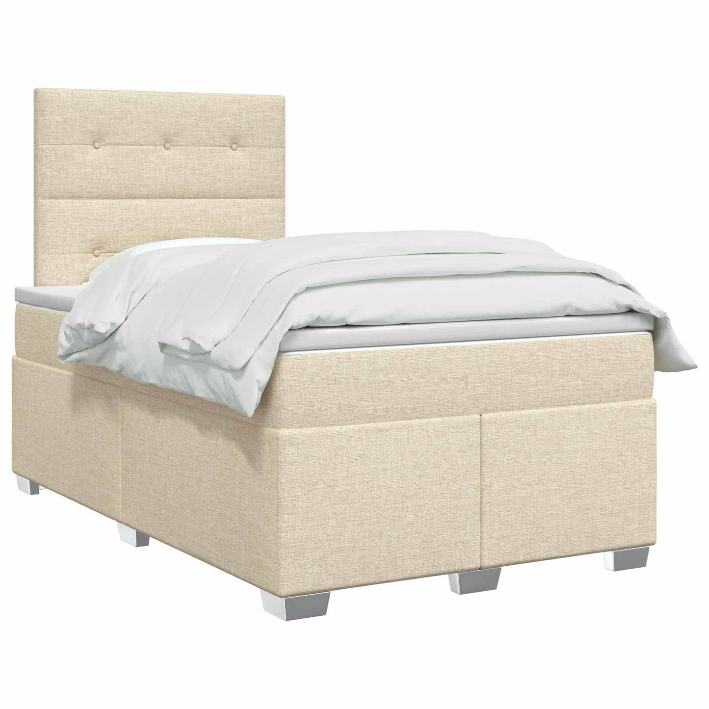 Boxmadras med topmadras Cremefarvet 120 x 190 cm Stof