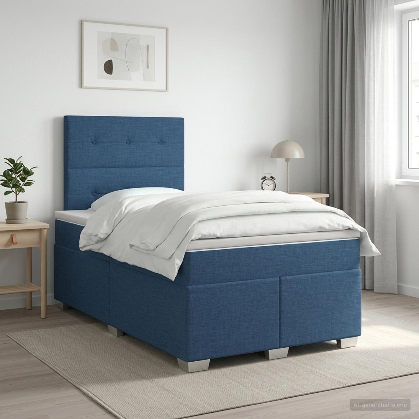 Boxmadras med topmadras Blå 120 x 190 cm Stof
