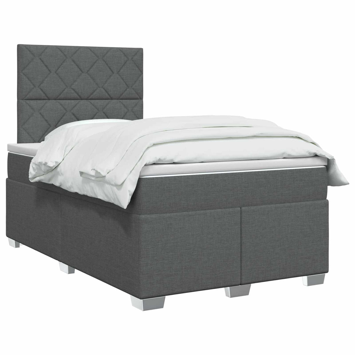 Boxmadras med topmadras Mørkegrå 120 x 190 cm Stof