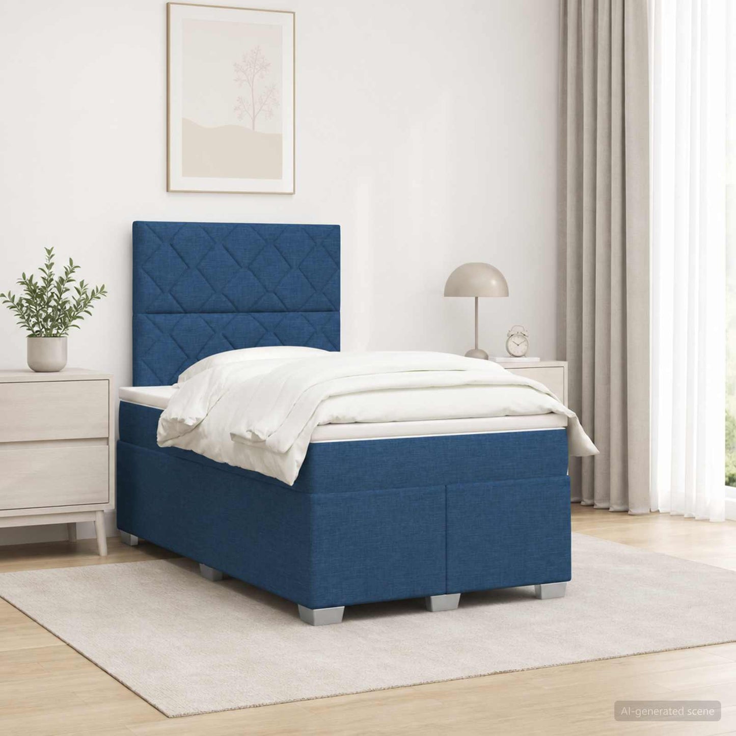 Boxmadras med topmadras Blå 120 x 190 cm Stof