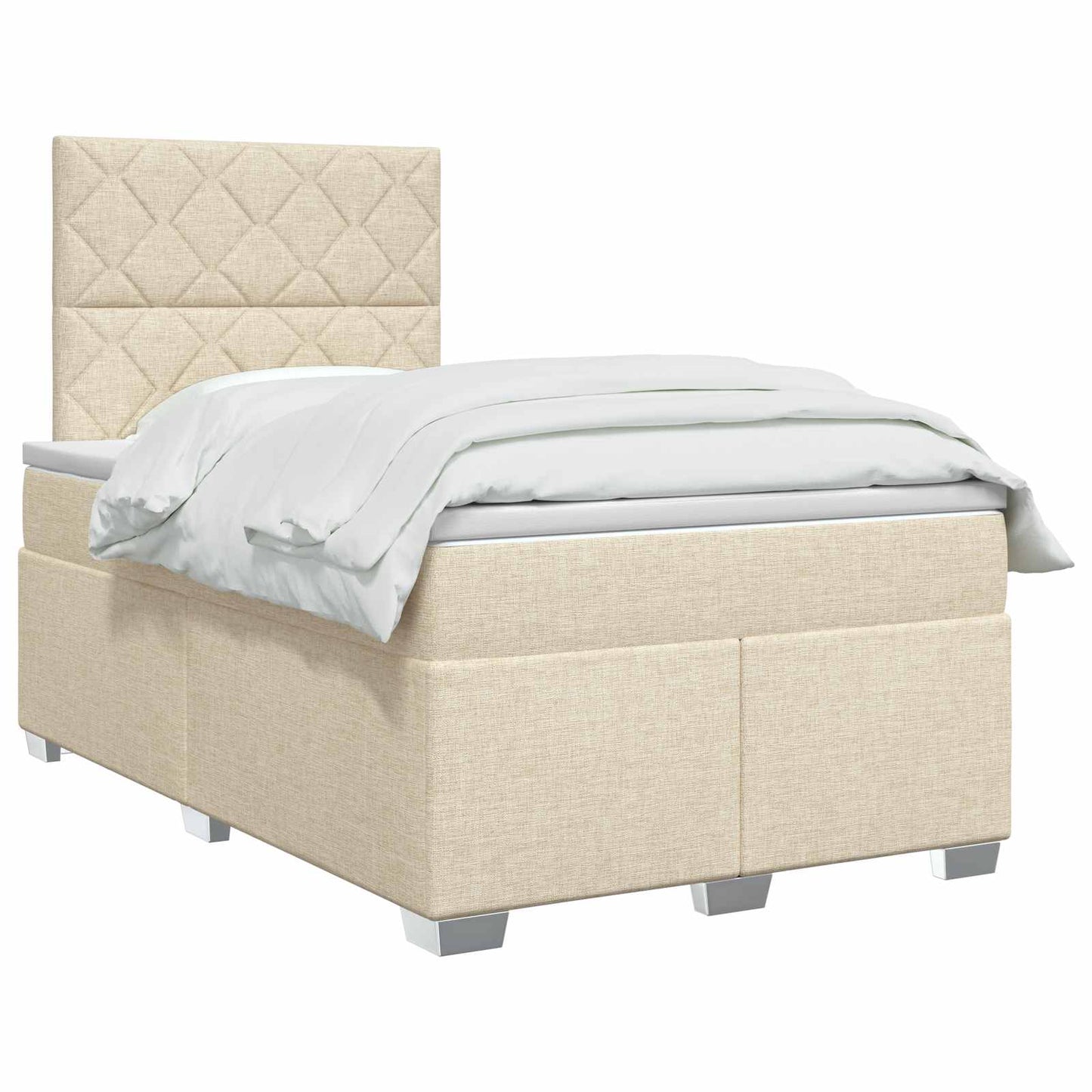 Boxmadras med topmadras Cremefarvet 120 x 200 cm Stof