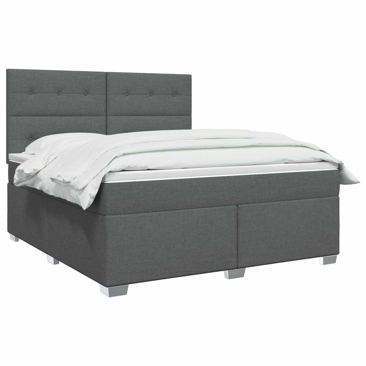 Boxmadras med topmadras Mørkegrå 140 x 190 cm Stof