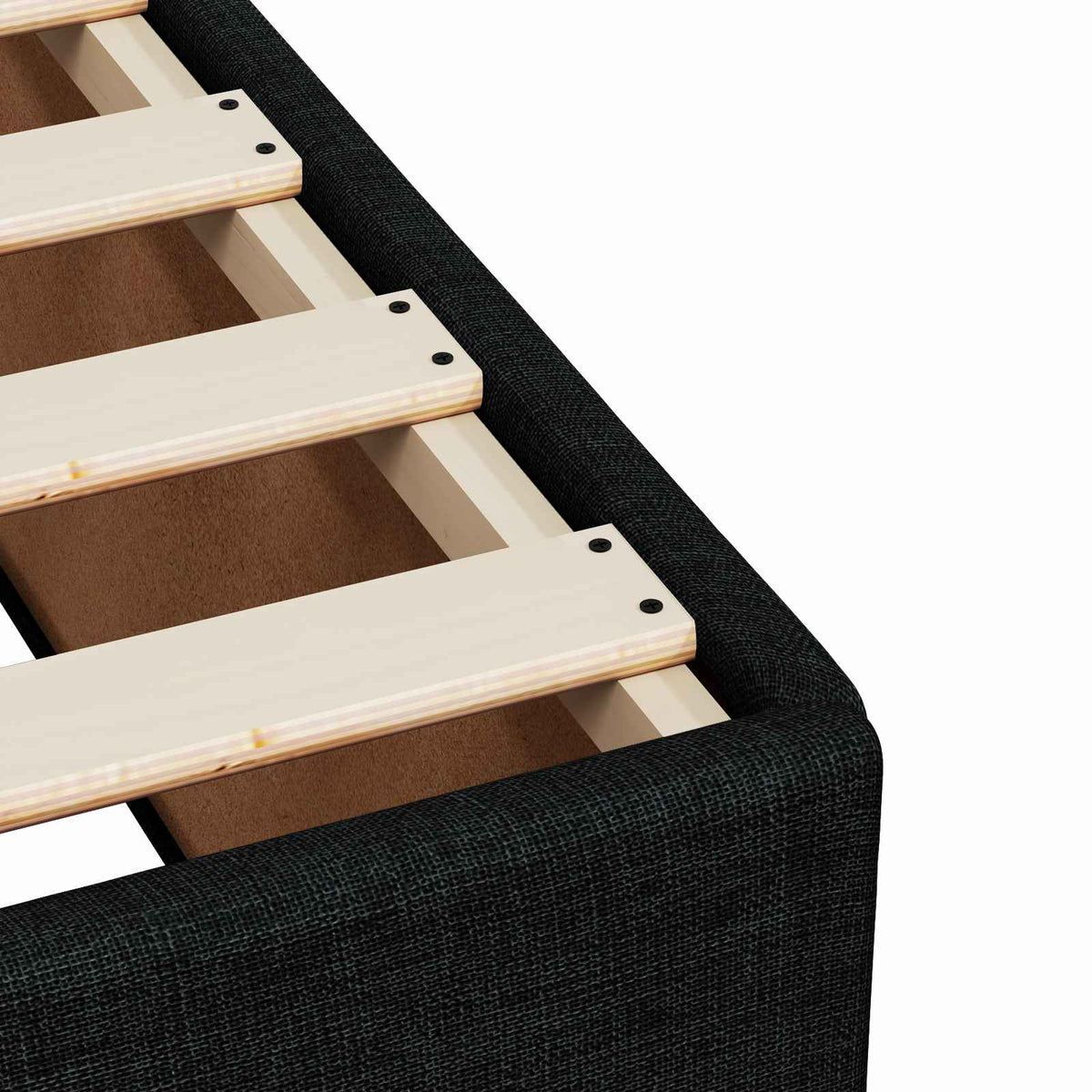 Boxmadras med topmadras med hovedgærde Sort 140 x 200 cm Stof