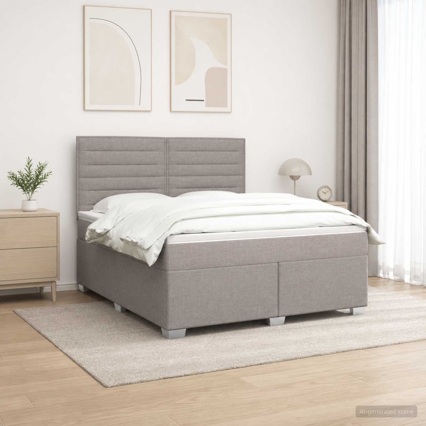 Boxmadras med topmadras Gråbrun 140 x 190 cm Stof