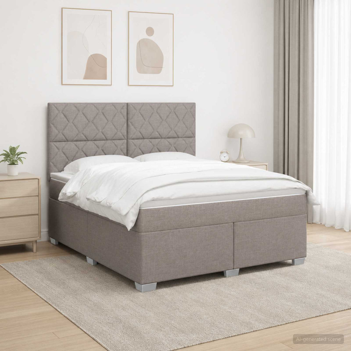 Boxmadras med topmadras Gråbrun 140 x 200 cm Stof