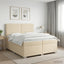 Boxmadras med topmadras Cremefarvet 200 x 200 cm Stof