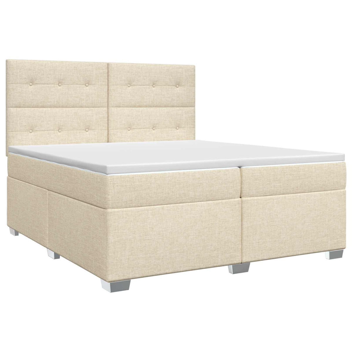 Boxmadras med topmadras Cremefarvet 200 x 200 cm Stof