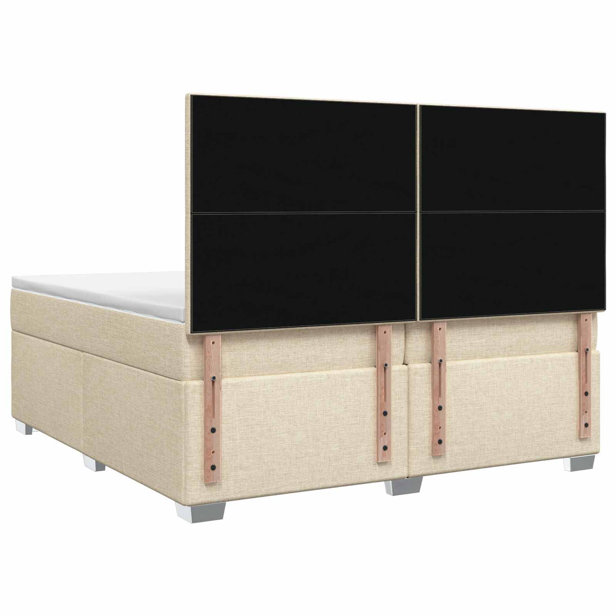 Boxmadras med topmadras Cremefarvet 200 x 200 cm Stof