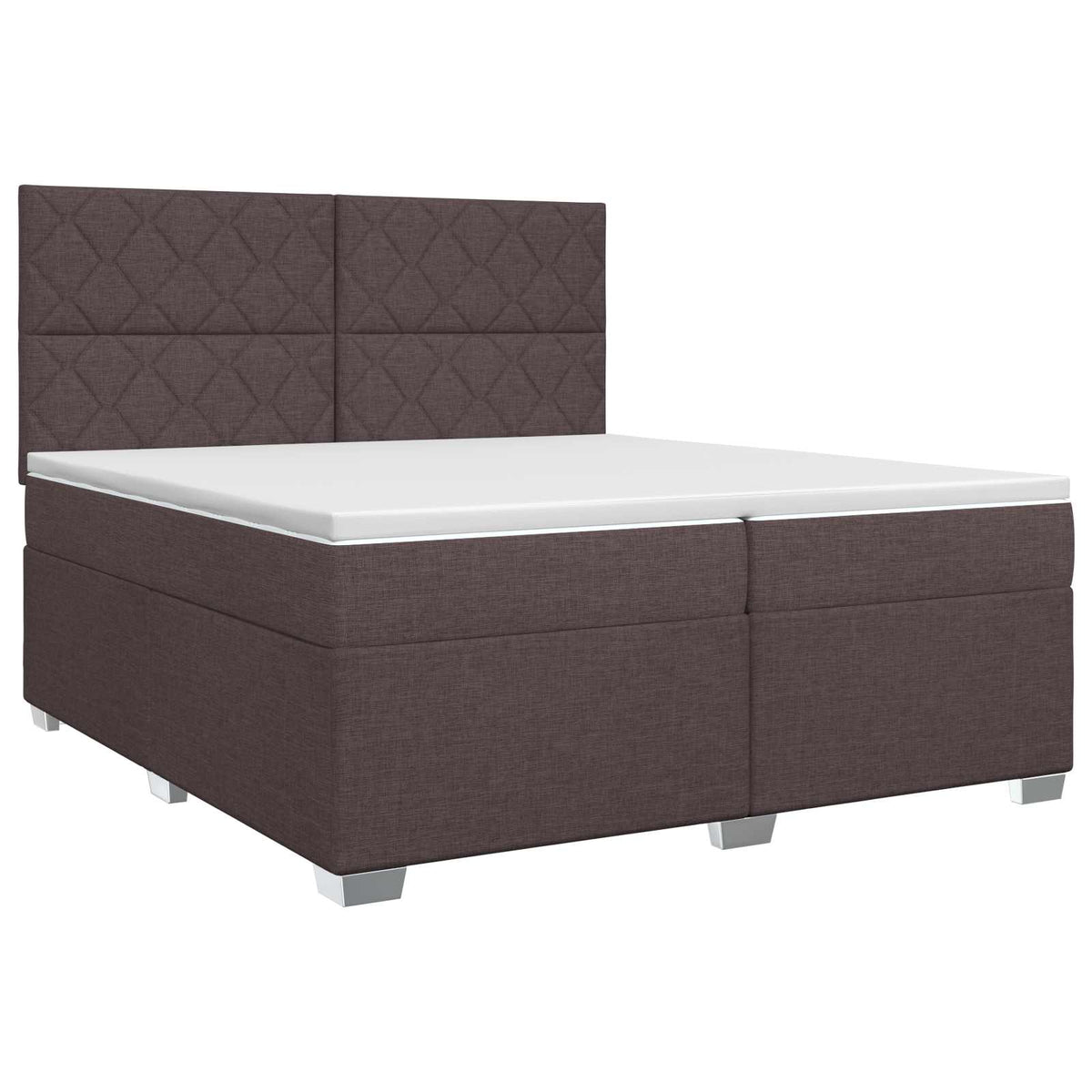 Boxmadras med topmadras Mørk Brun 200 x 200 cm Stof