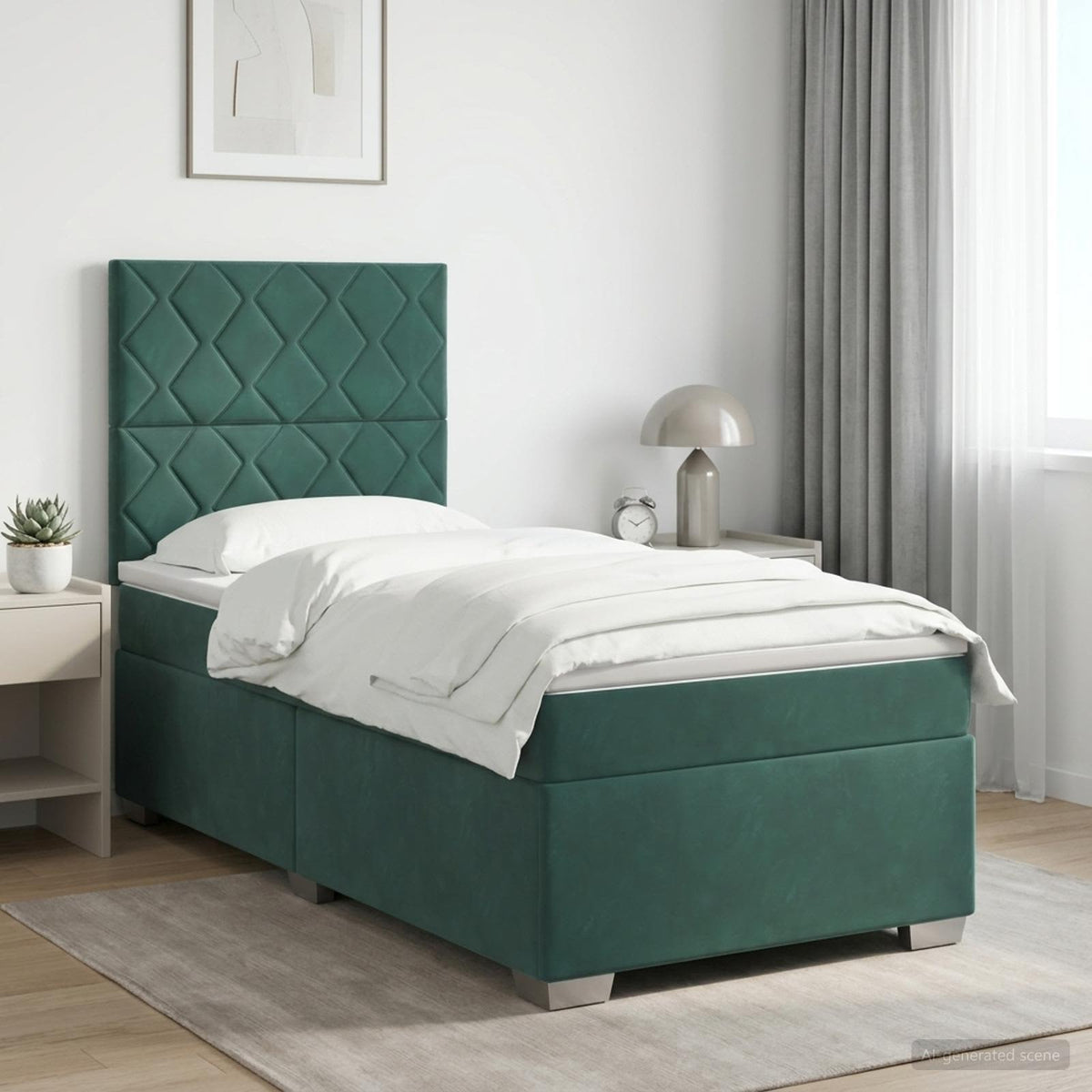 Boxmadras med topmadras Mørkegrøn 100 x 200 cm Fløjl
