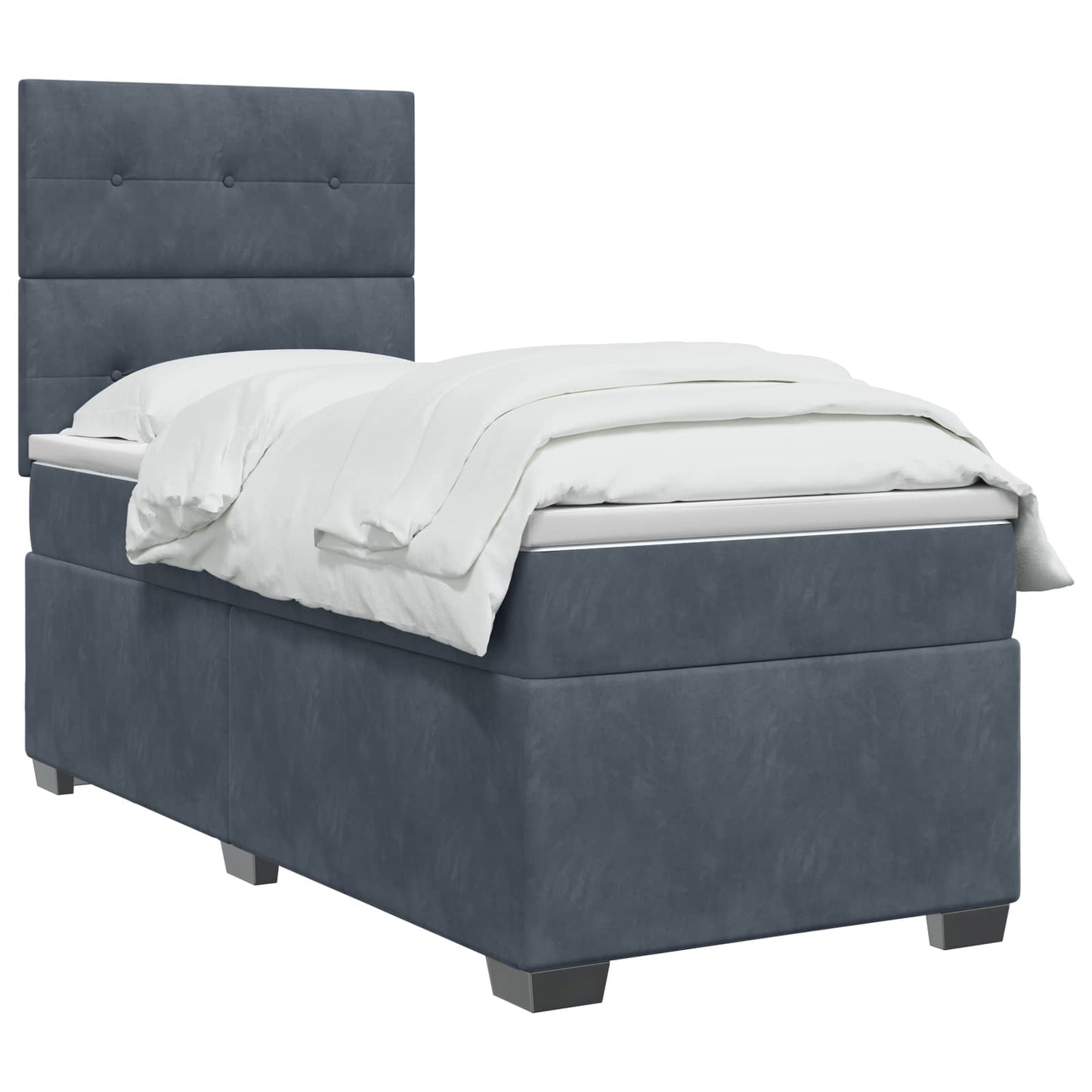 Boxmadras med topmadras Mørkegrå 90 x 190 cm Fløjl