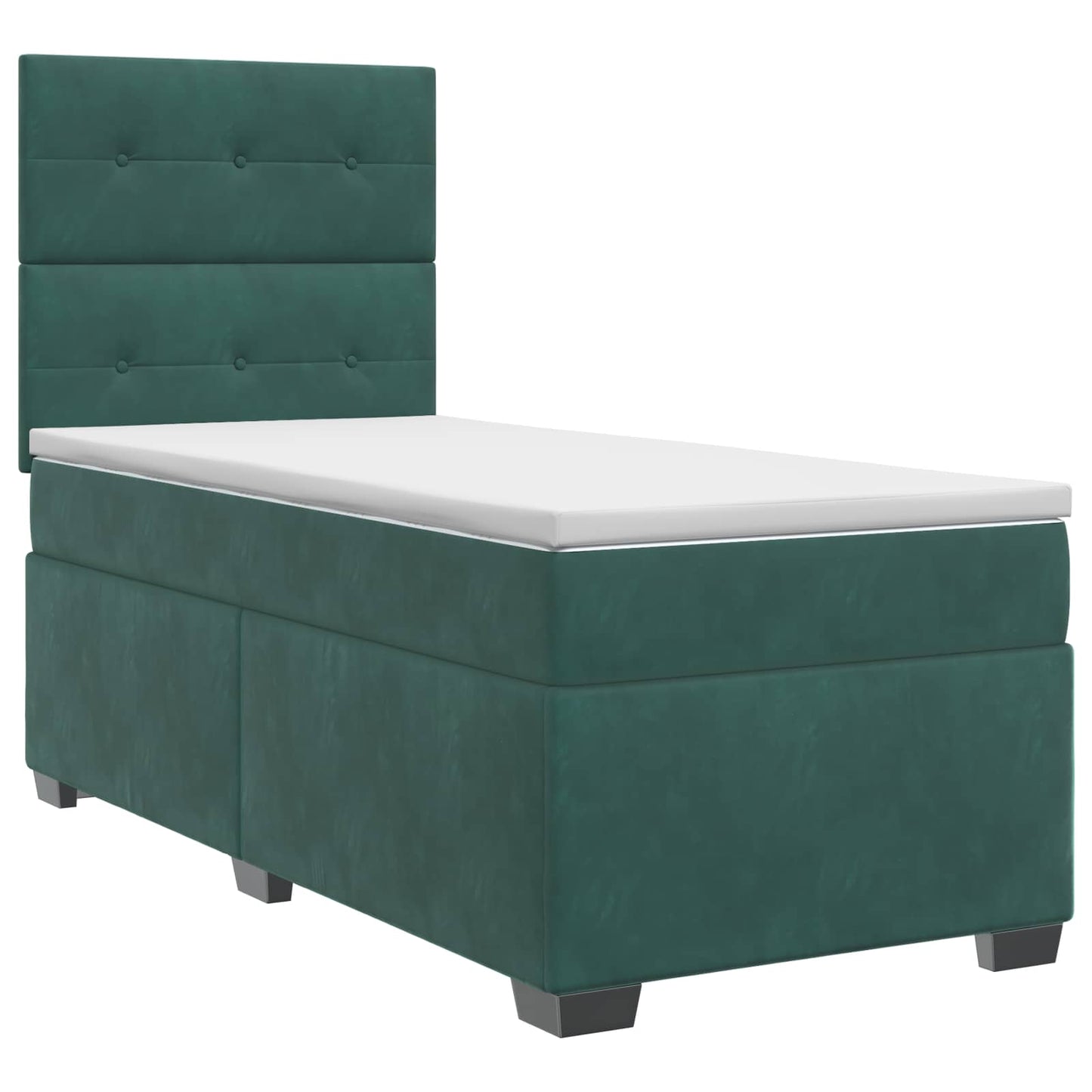 Boxmadras med topmadras Mørkegrøn 90 x 190 cm Fløjl