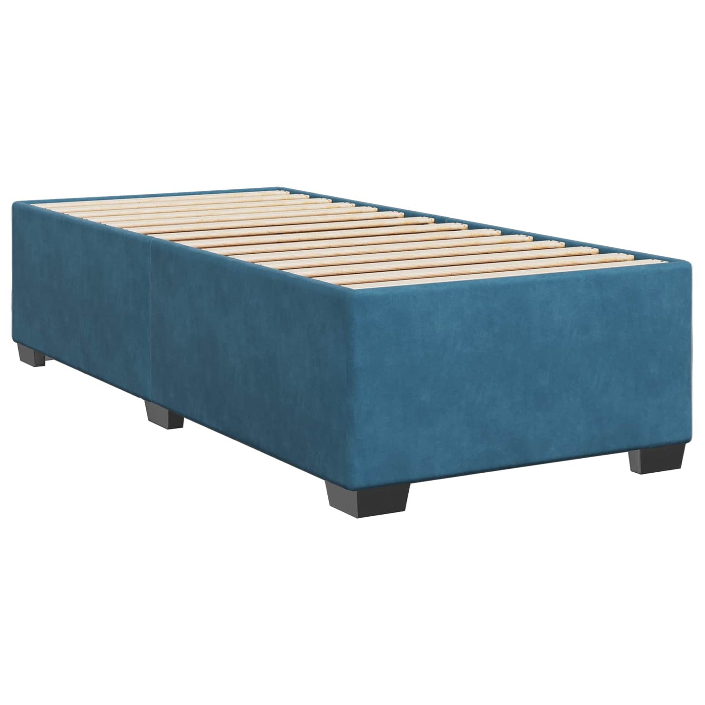 Boxmadras med topmadras med hovedgærde Blå 90 x 190 cm Fløjl