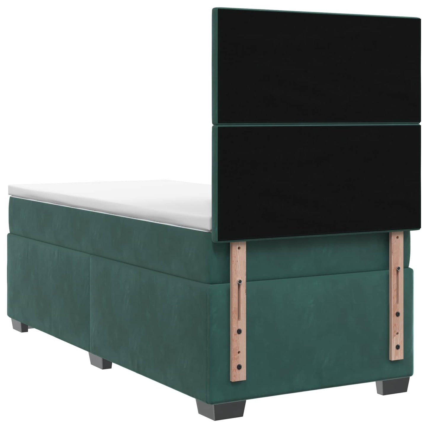 Boxmadras med topmadras Mørkegrøn 90 x 200 cm Fløjl