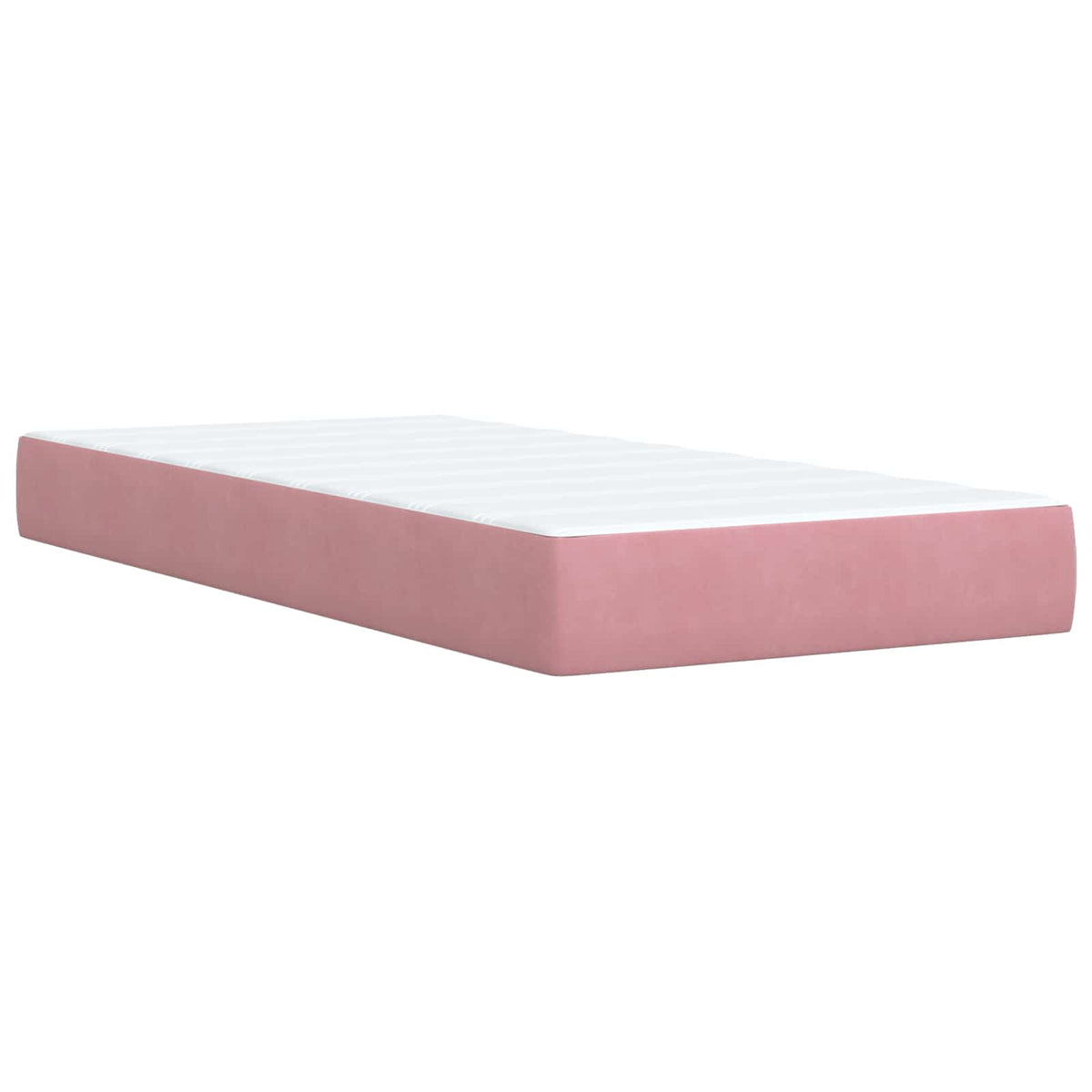 Boxmadras med topmadras Lyserød 90 x 200 cm Fløjl
