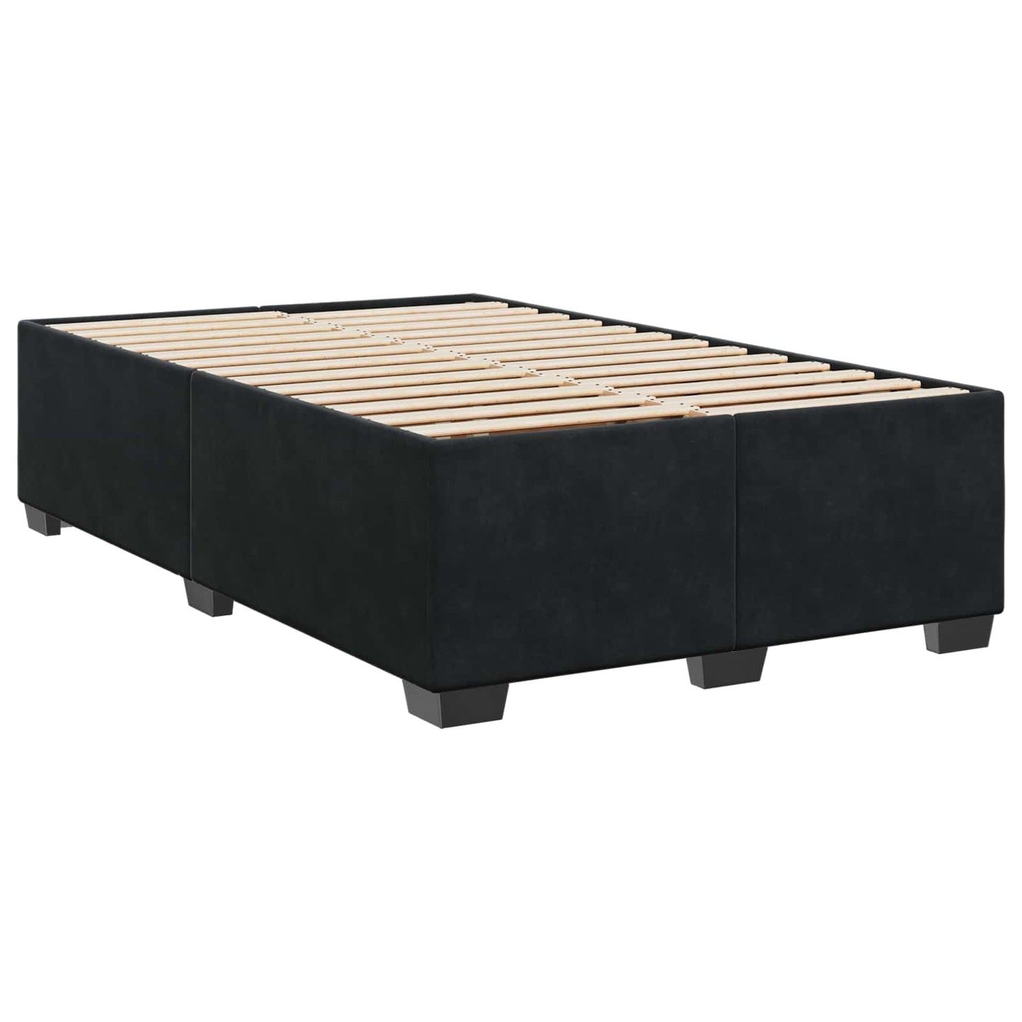 Boxmadras med topmadras med hovedgærde Sort 120 x 200 cm Fløjl