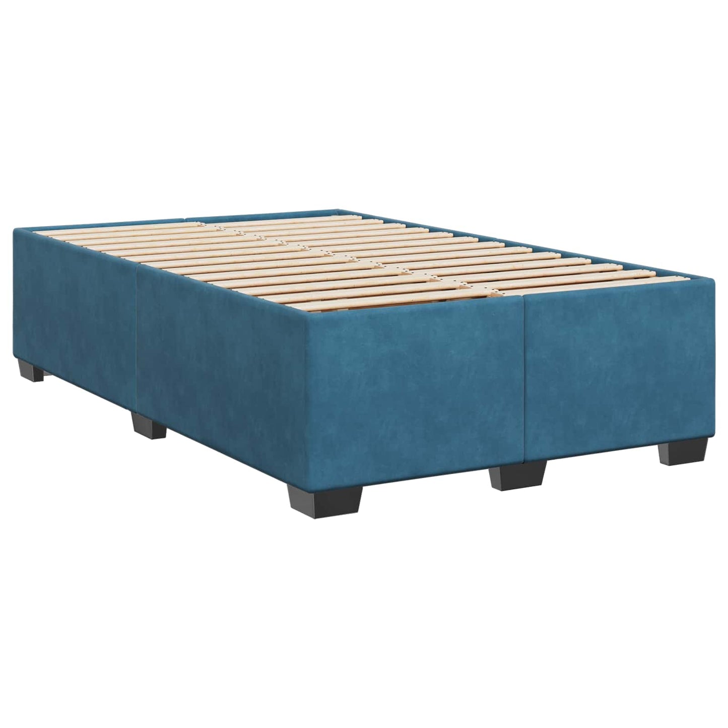 Boxmadras med topmadras med hovedgærde Blå 120 x 200 cm Fløjl