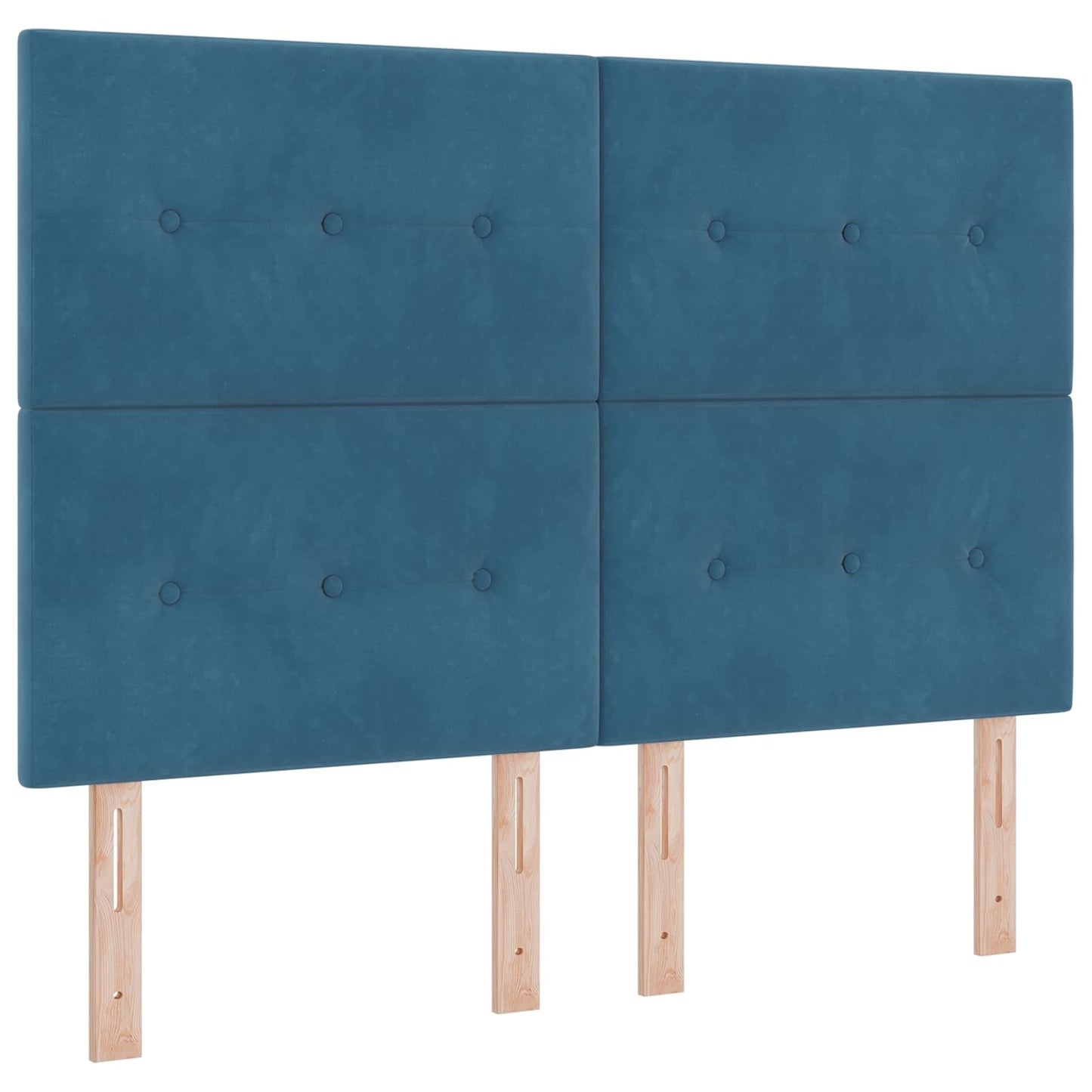 Boxmadras med topmadras med hovedgærde Blå 140 x 200 cm Fløjl