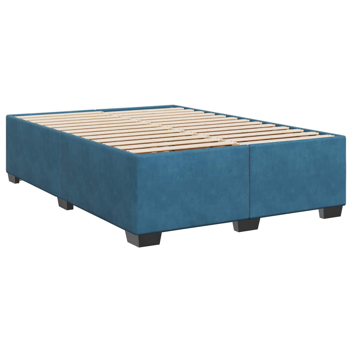 Boxmadras med topmadras med hovedgærde Blå 140 x 200 cm Fløjl