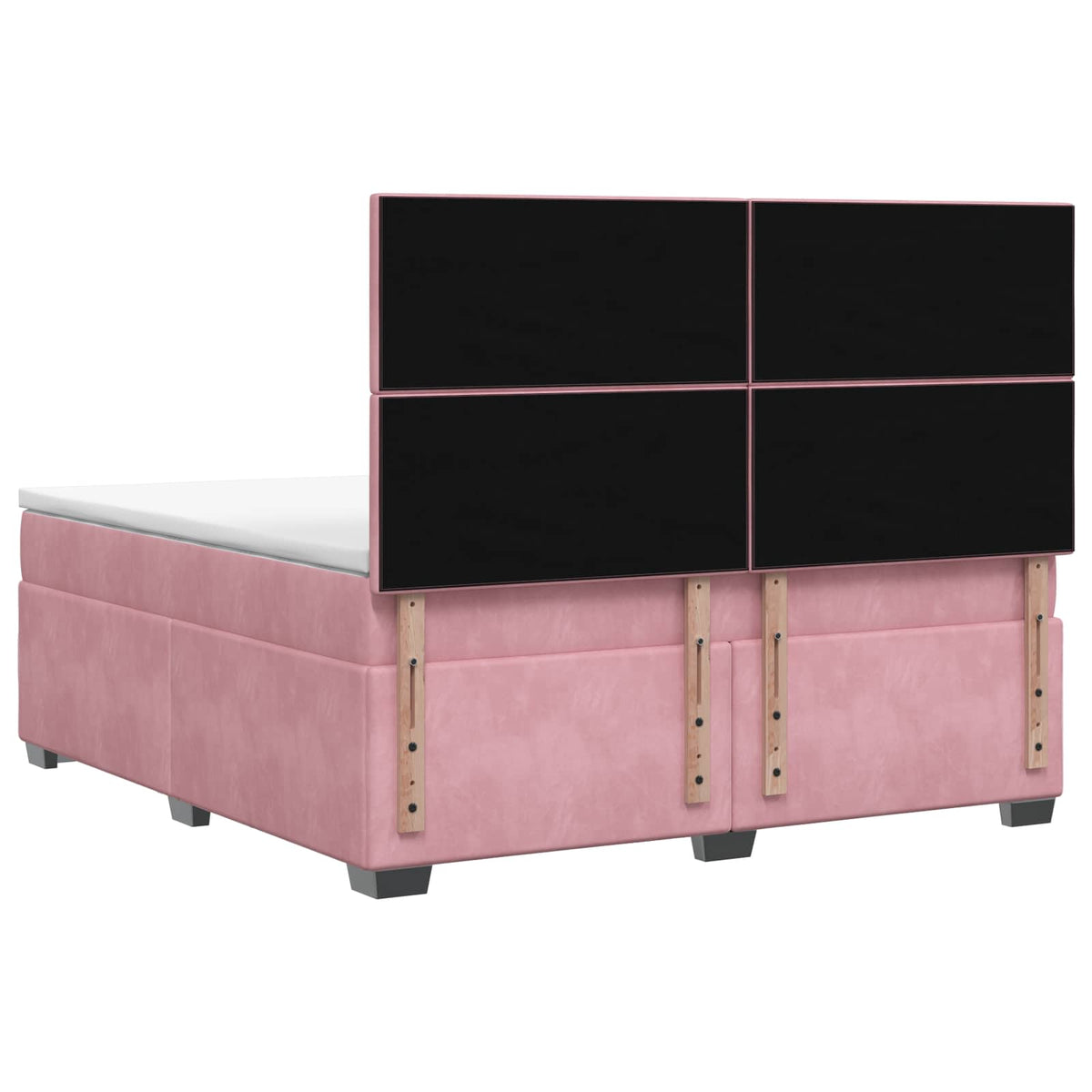 Boxmadras med topmadras Lyserød 160 x 200 cm Fløjl