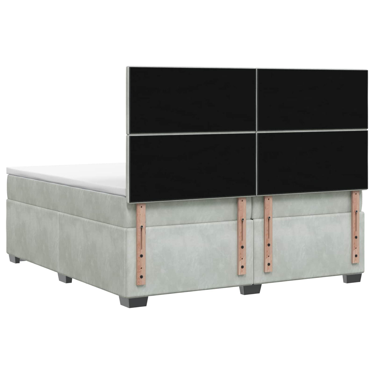 Boxmadras med topmadras Lysegrå 200 x 200 cm Fløjl