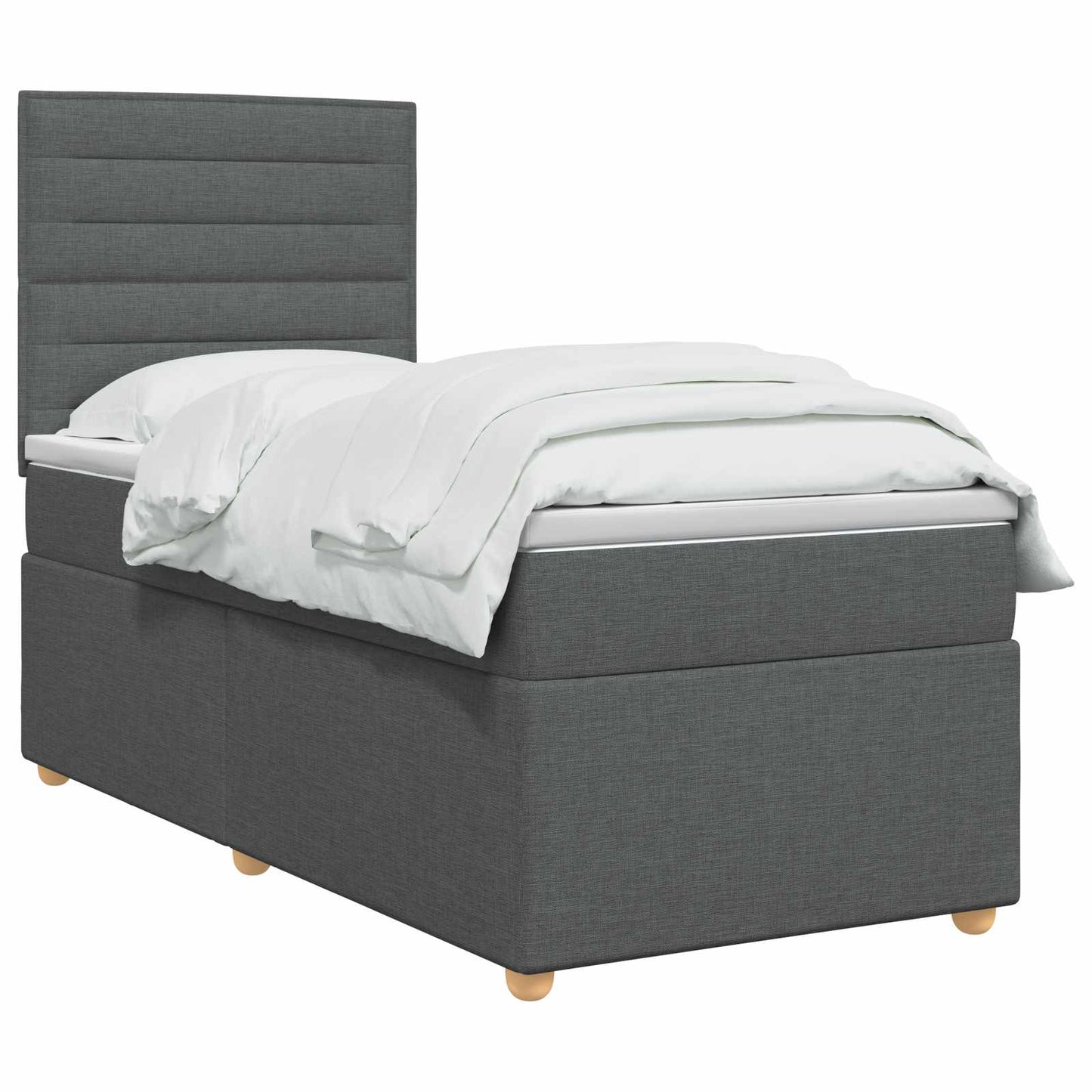 Boxmadras med topmadras Mørkegrå 80 x 200 cm Stof