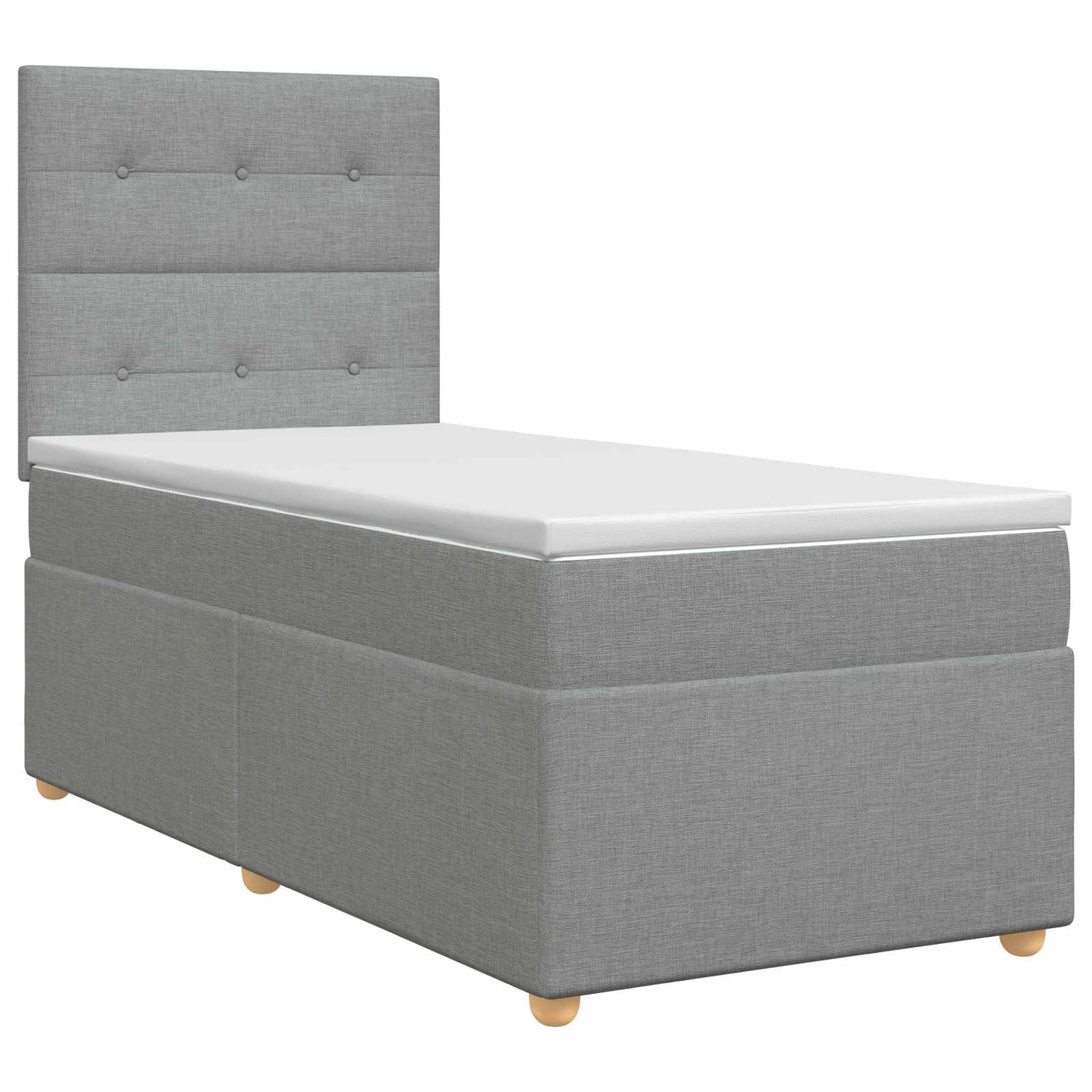 Boxmadras med topmadras med hovedgærde Lysegrå 80 x 200 cm Stof