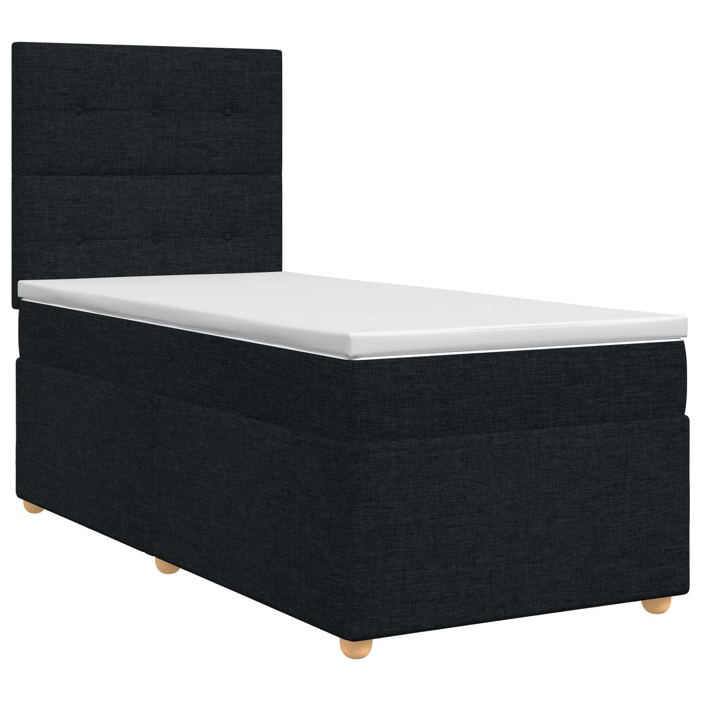 Boxmadras med topmadras med hovedgærde Sort 80 x 200 cm Stof
