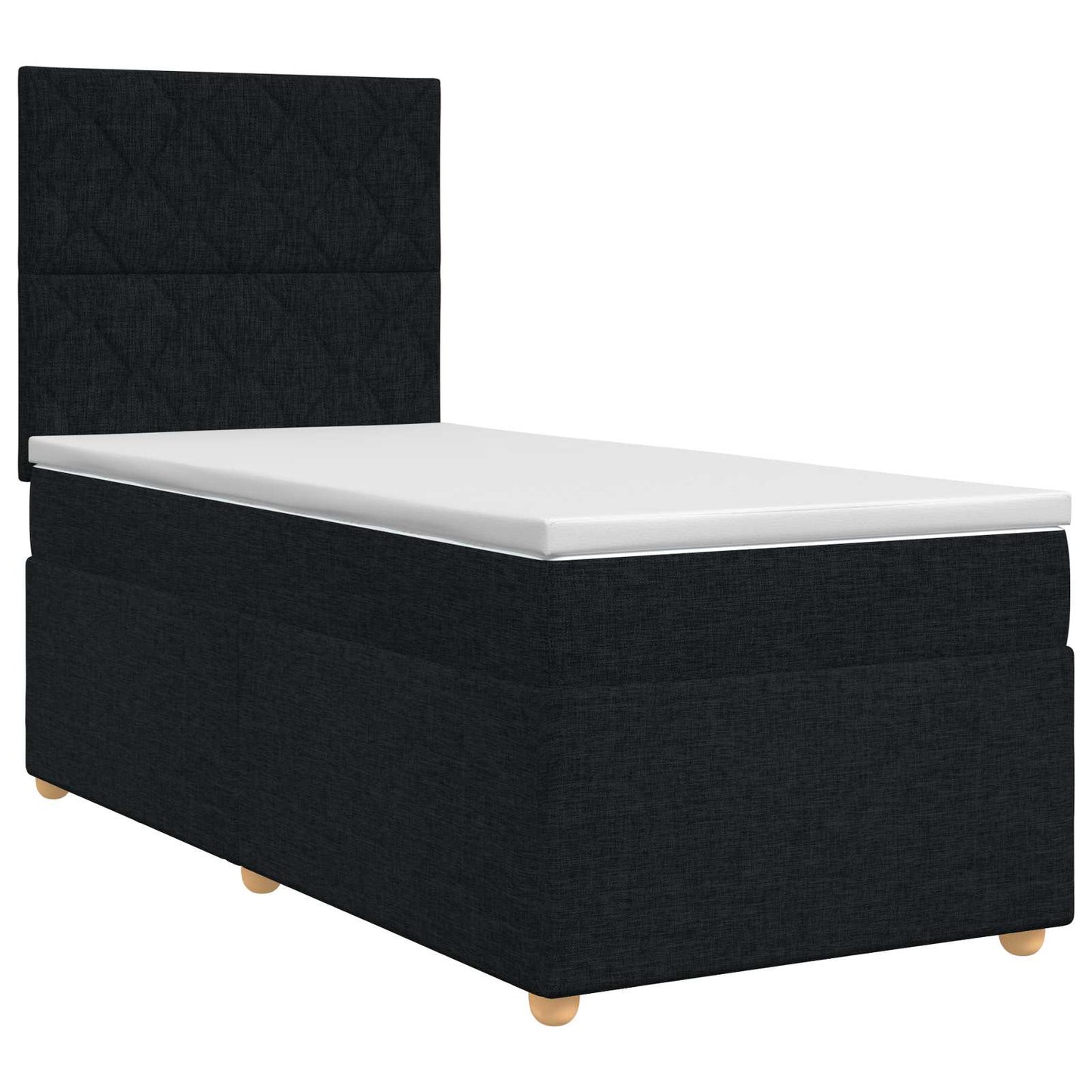 Boxmadras med topmadras med hovedgærde Sort 80 x 200 cm Stof