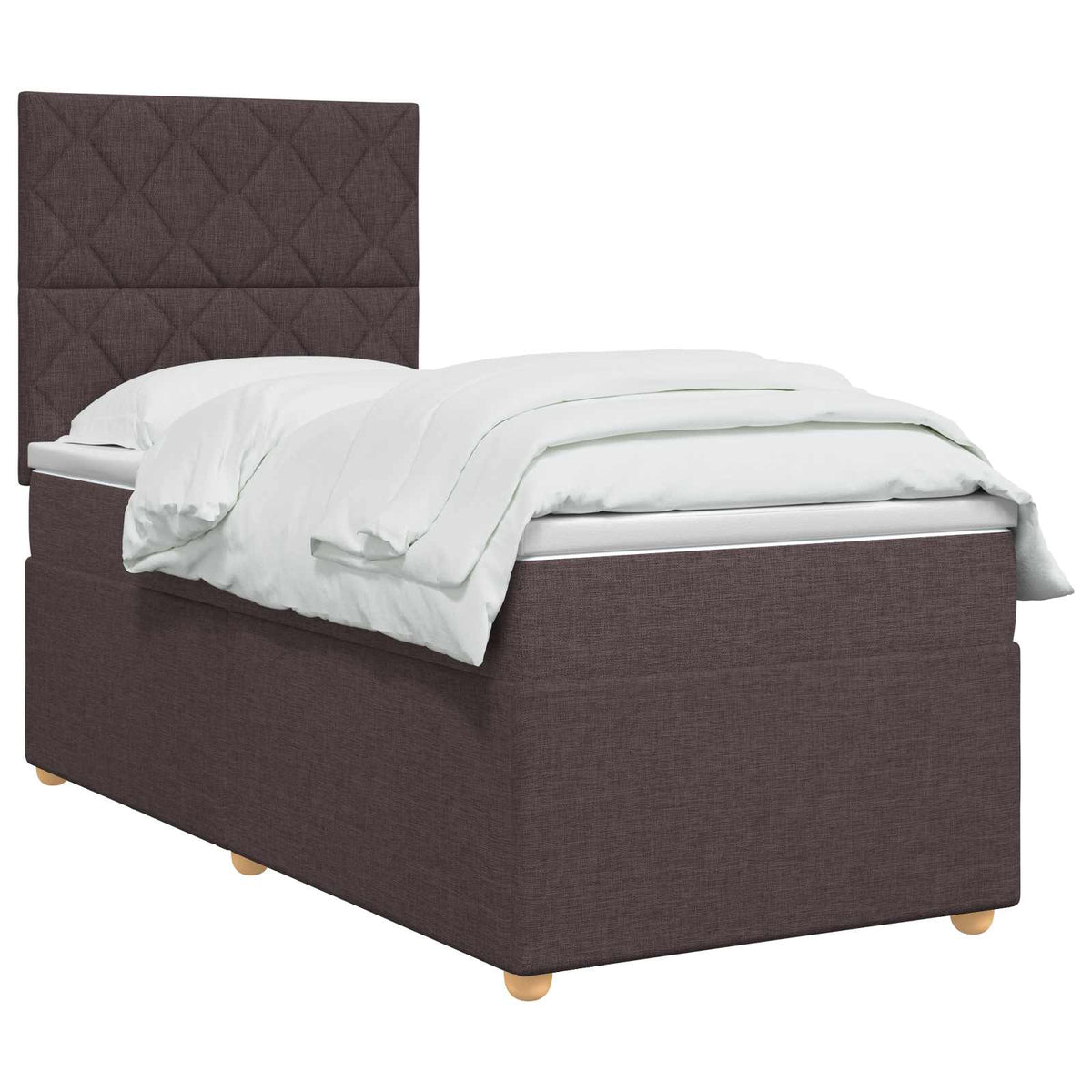Boxmadras med topmadras Mørk Brun 80 x 200 cm Stof