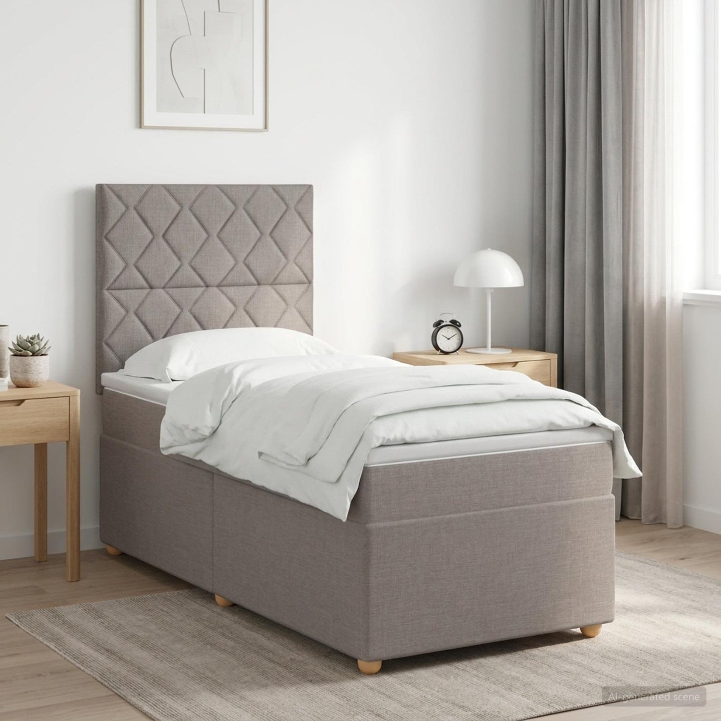 Boxmadras med topmadras Gråbrun 100 x 200 cm Stof