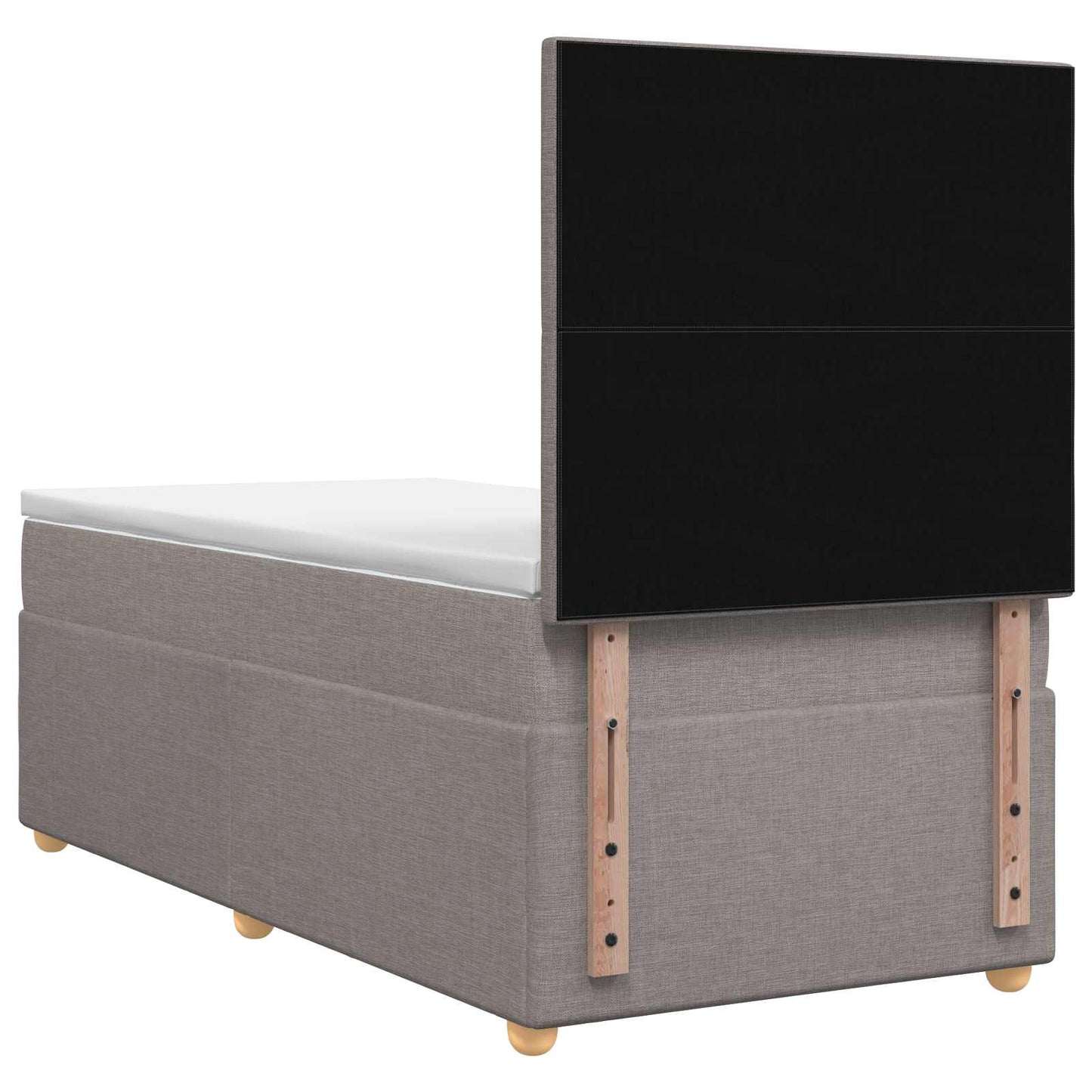 Boxmadras med topmadras med hovedgærde Gråbrun 80 x 200 cm Stof